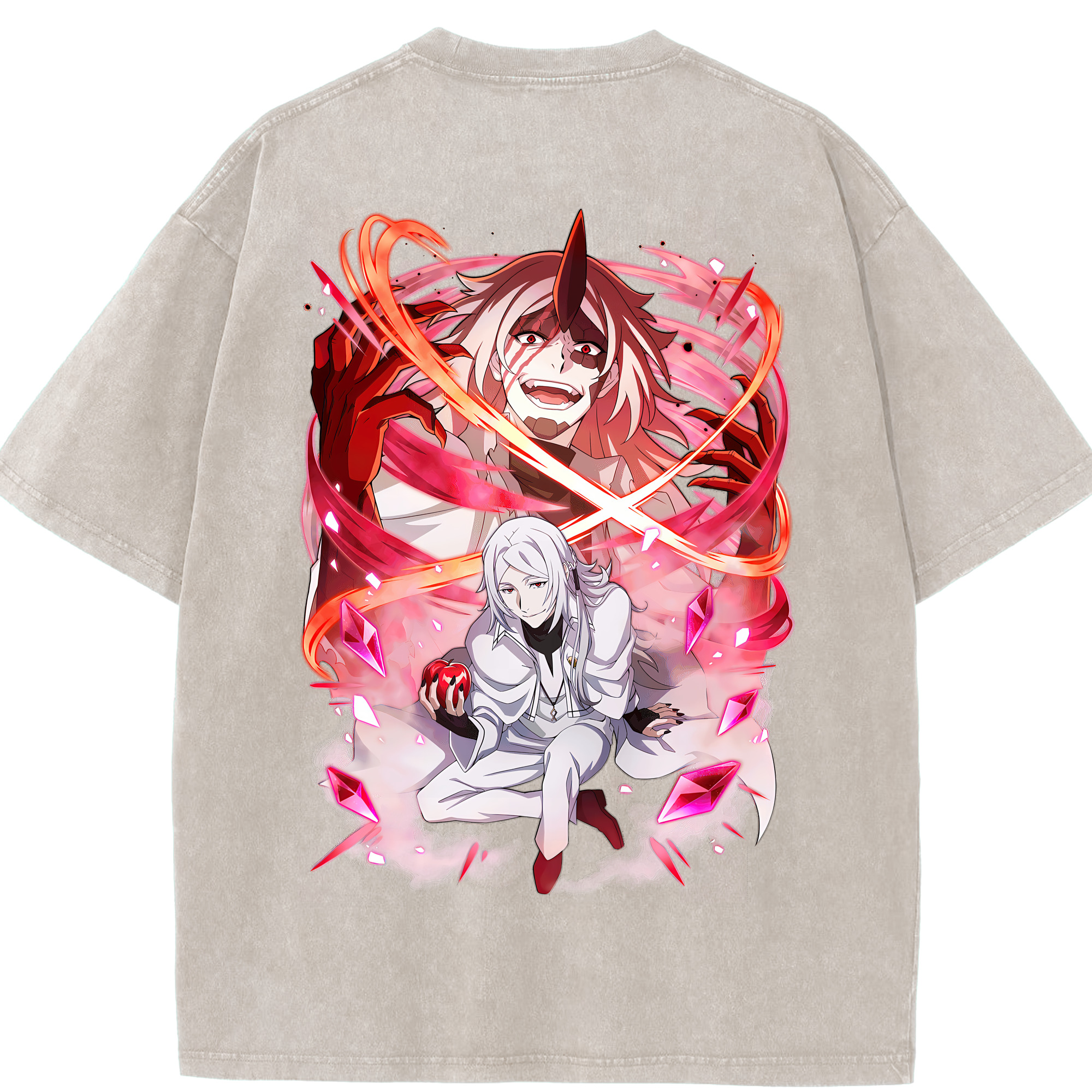 （画像用） 文豪ストレイドッグス Bungo Stray Dogs 綿100% ヴィンテージ風 半袖Tシャツ（背面プリント）