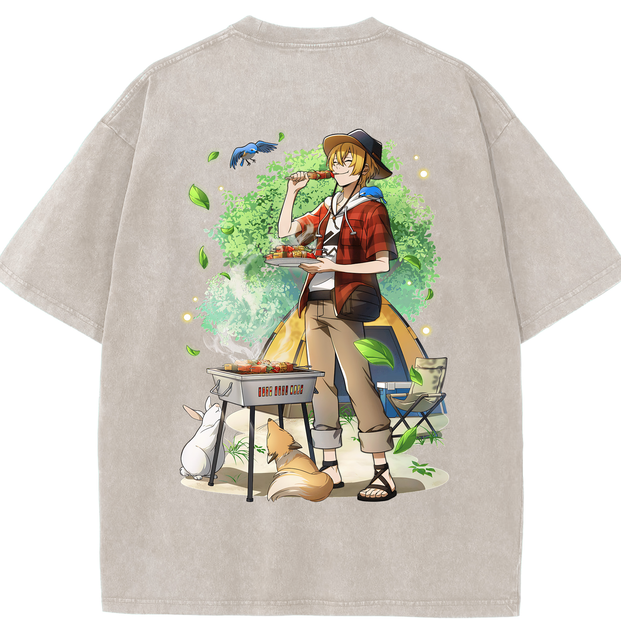 （画像用） 文豪ストレイドッグス Bungo Stray Dogs 綿100% ヴィンテージ風 半袖Tシャツ（背面プリント）