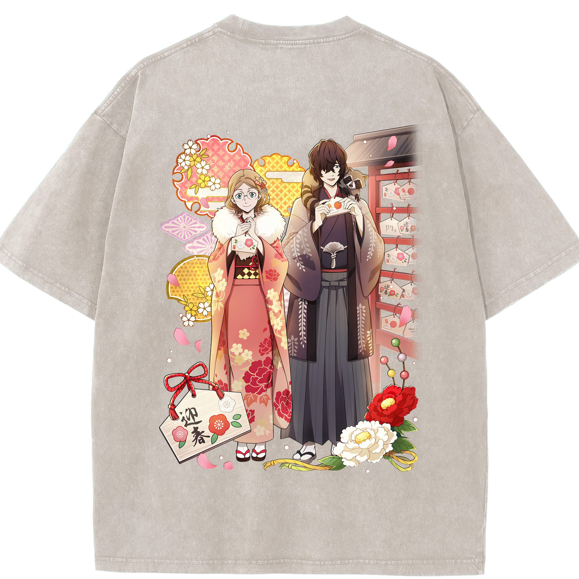 （画像用） 文豪ストレイドッグス Bungo Stray Dogs 綿100% ヴィンテージ風 半袖Tシャツ（背面プリント）