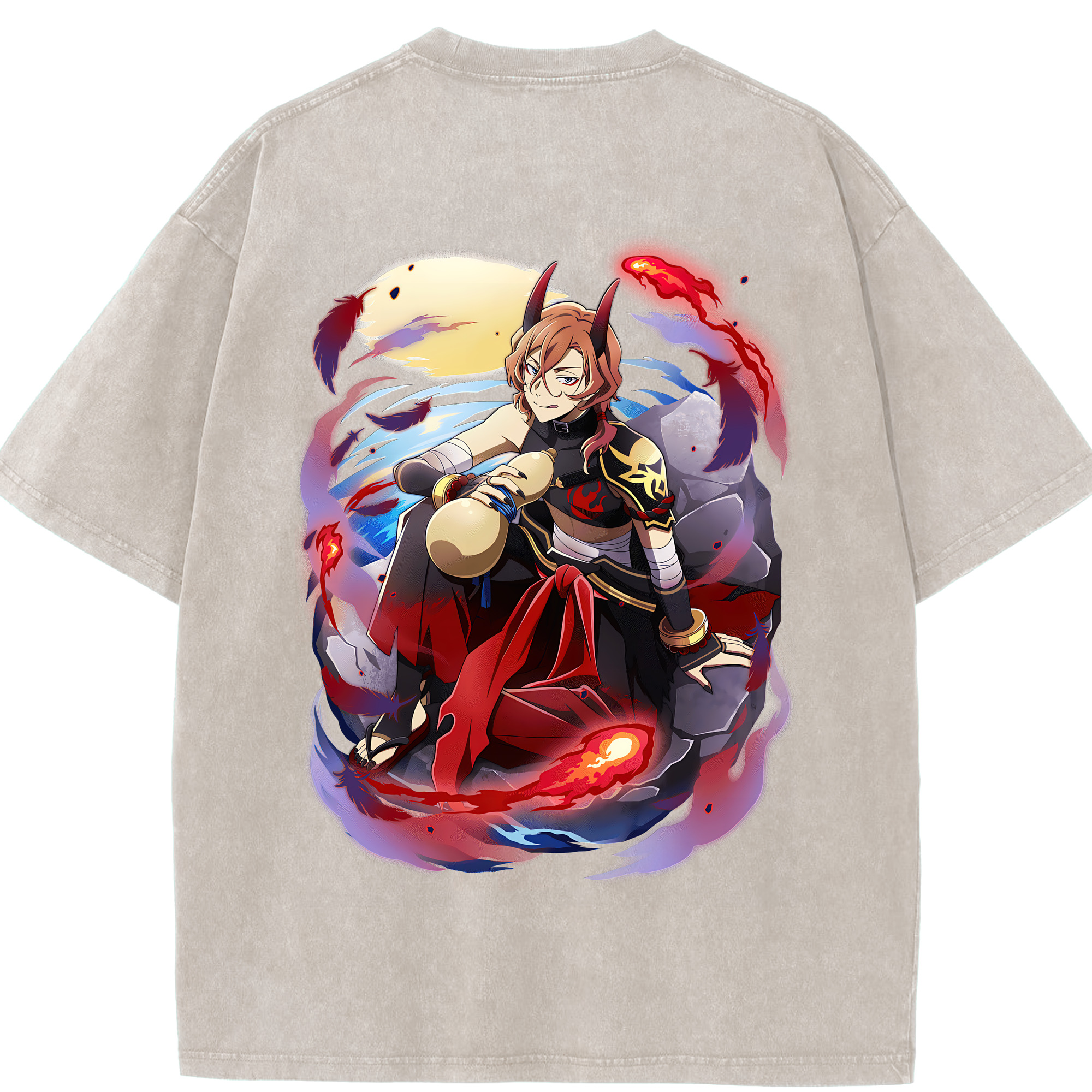 （画像用） 文豪ストレイドッグス Bungo Stray Dogs 綿100% ヴィンテージ風 半袖Tシャツ（背面プリント）