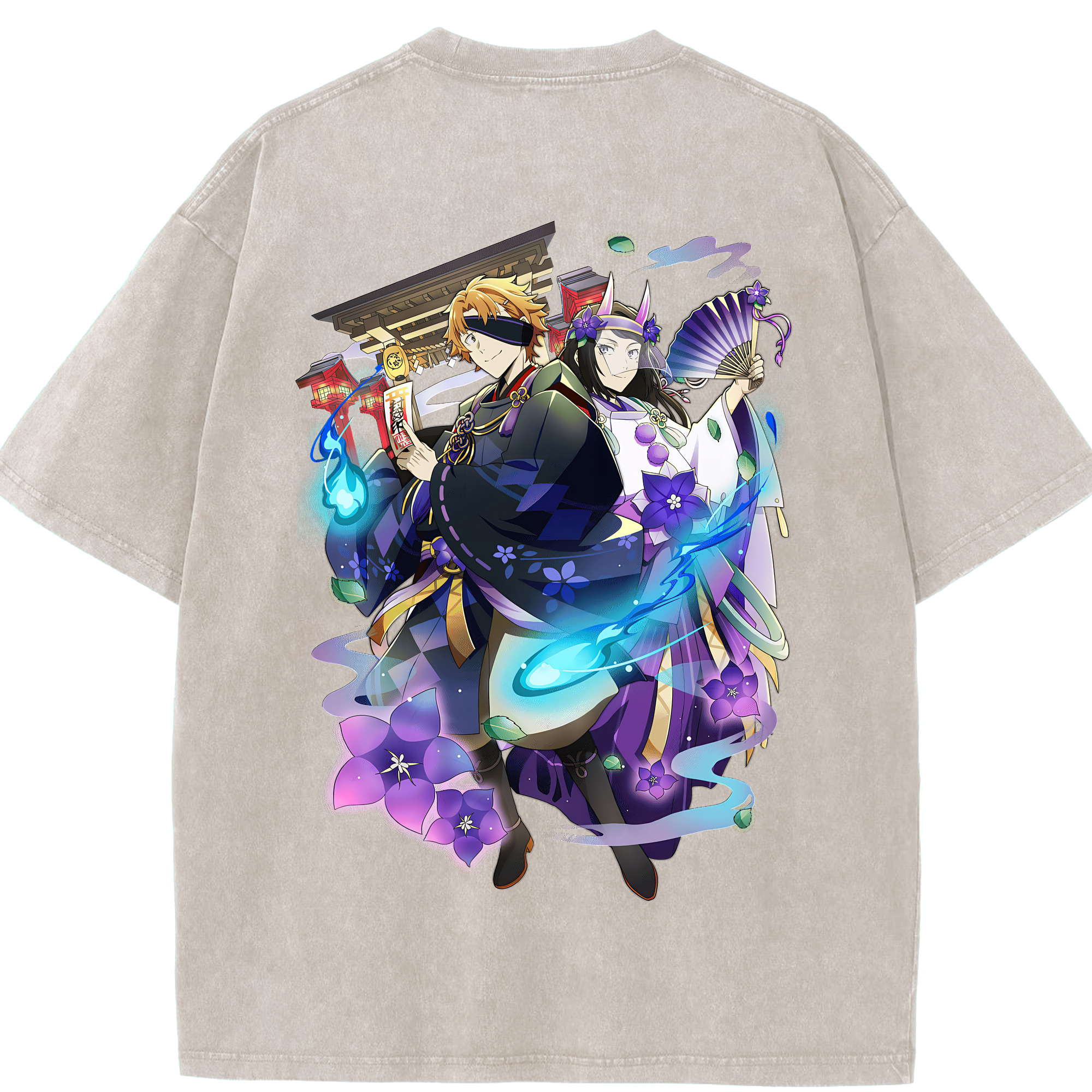（画像用） 文豪ストレイドッグス Bungo Stray Dogs 綿100% ヴィンテージ風 半袖Tシャツ（背面プリント）