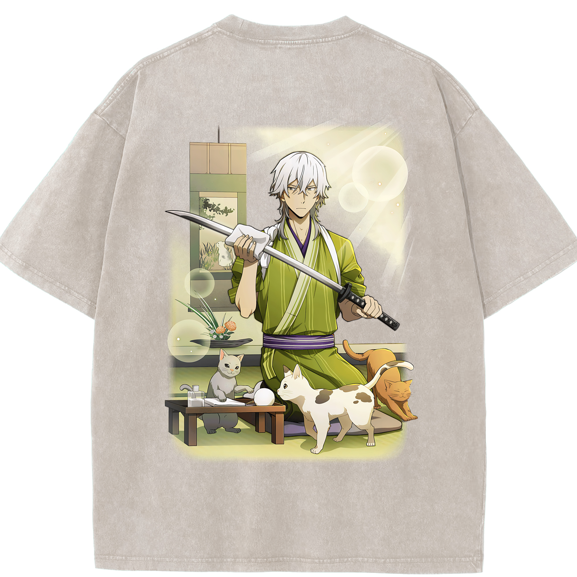（画像用） 文豪ストレイドッグス Bungo Stray Dogs 綿100% ヴィンテージ風 半袖Tシャツ（背面プリント）