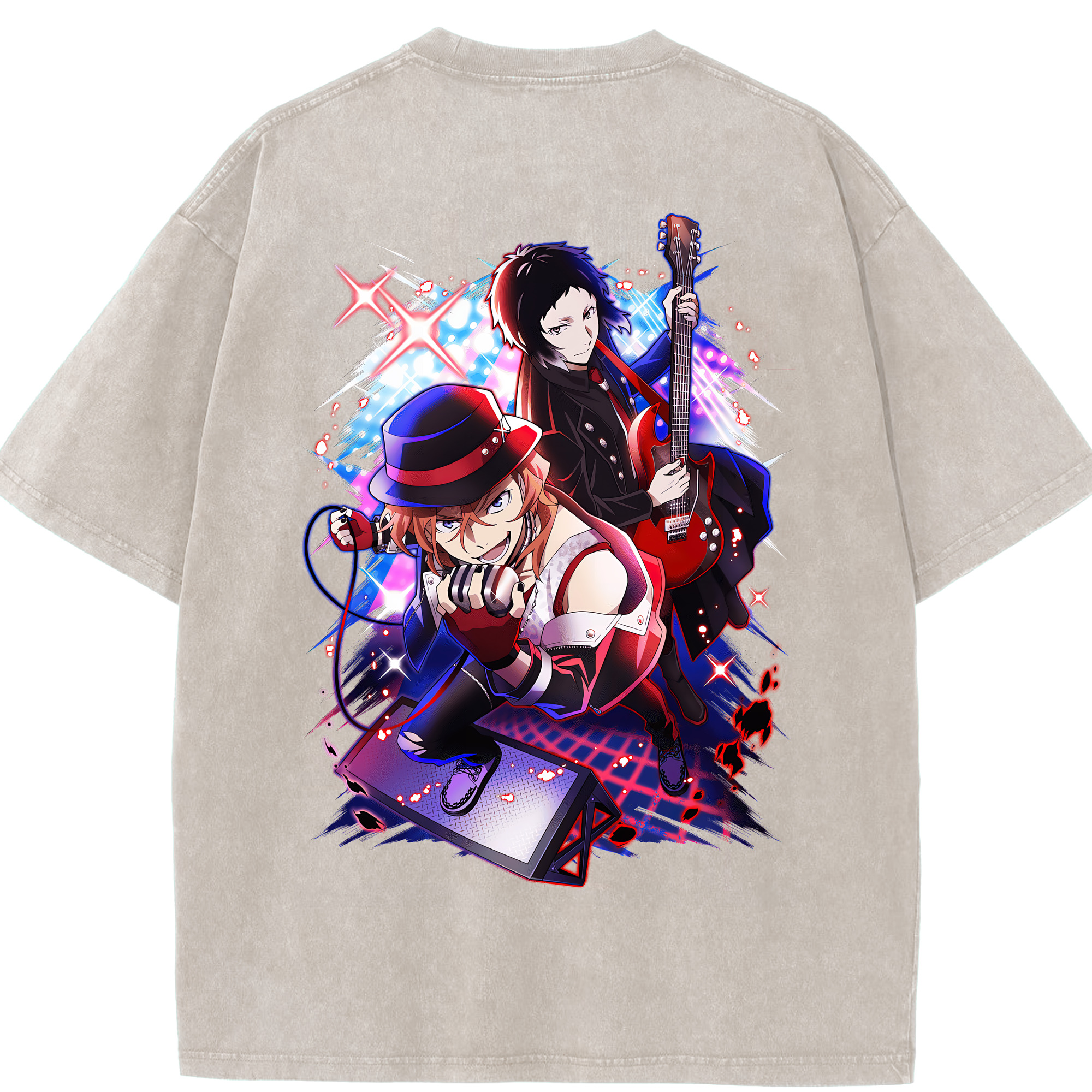 （画像用） 文豪ストレイドッグス Bungo Stray Dogs 綿100% ヴィンテージ風 半袖Tシャツ（背面プリント）