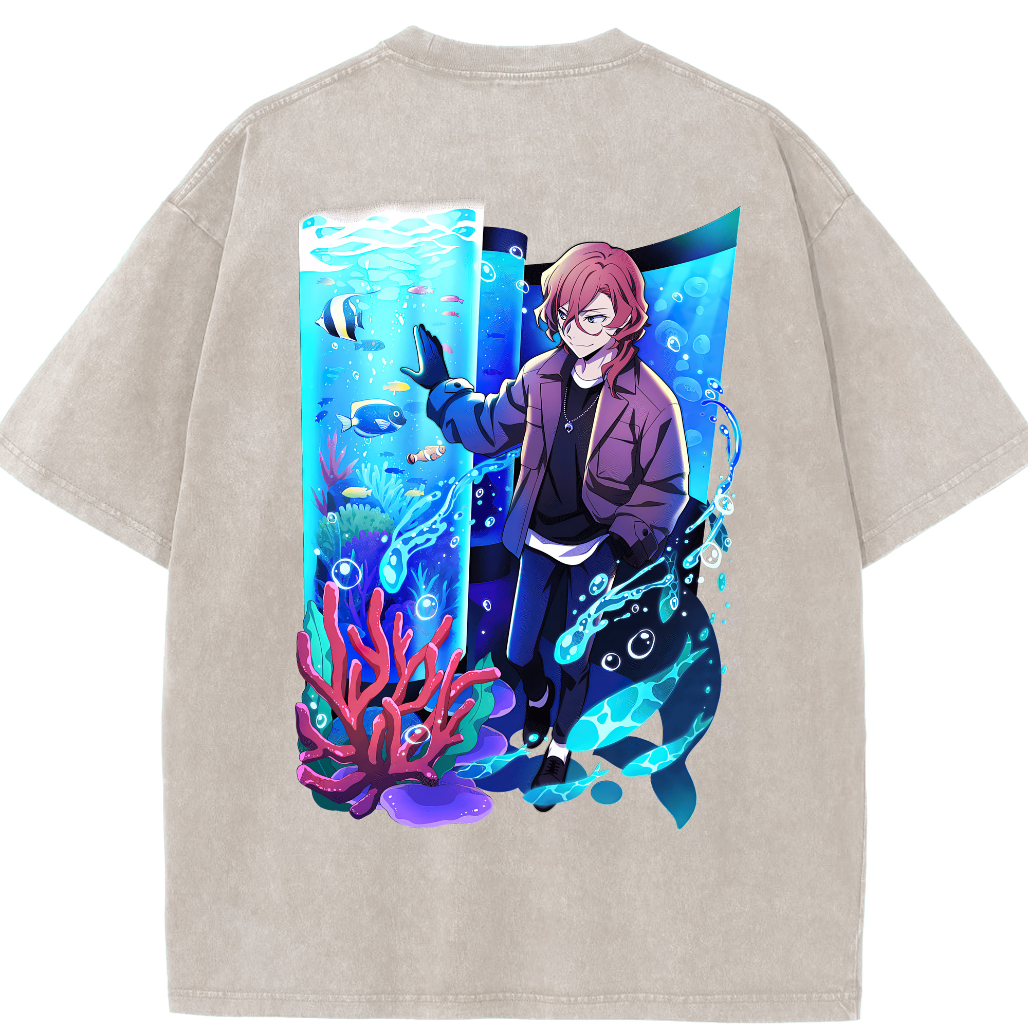 （画像用） 文豪ストレイドッグス Bungo Stray Dogs 綿100% ヴィンテージ風 半袖Tシャツ（背面プリント）