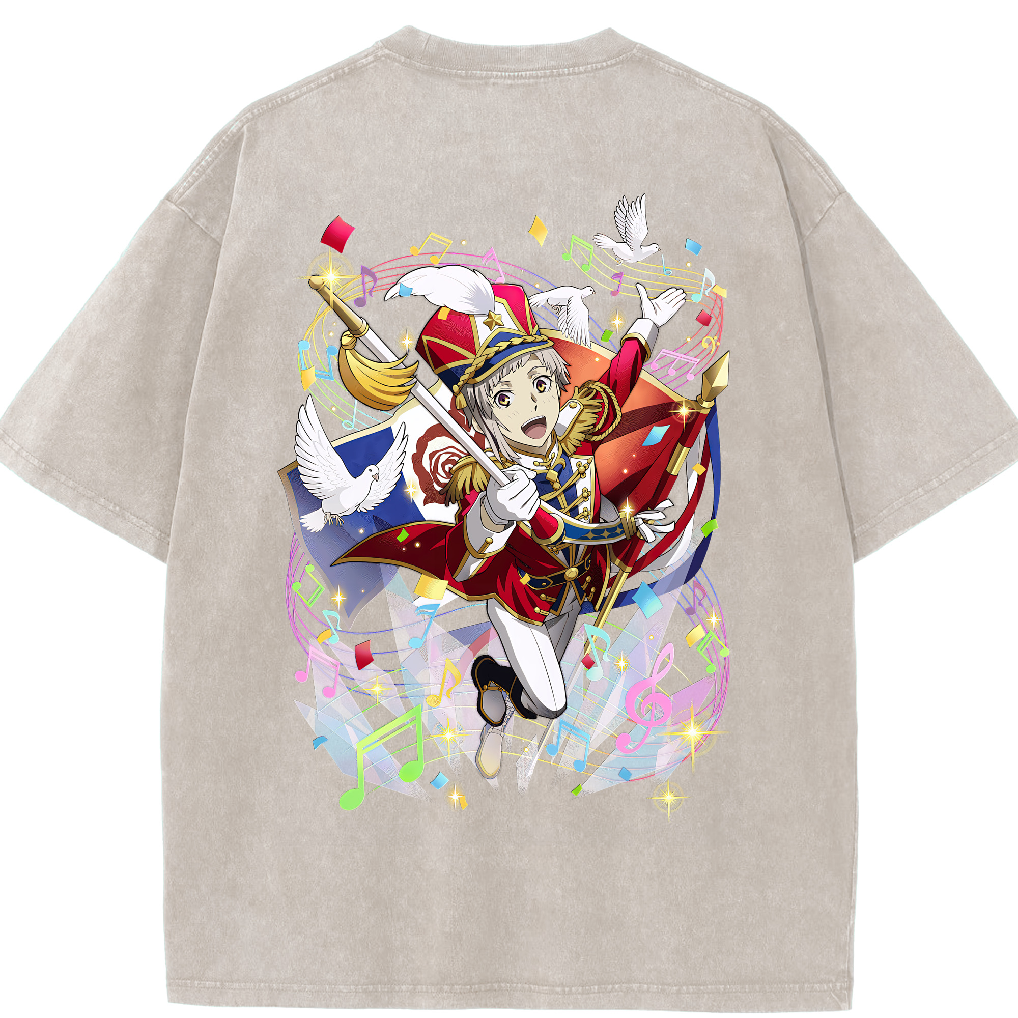 （画像用） 文豪ストレイドッグス Bungo Stray Dogs 綿100% ヴィンテージ風 半袖Tシャツ（背面プリント）