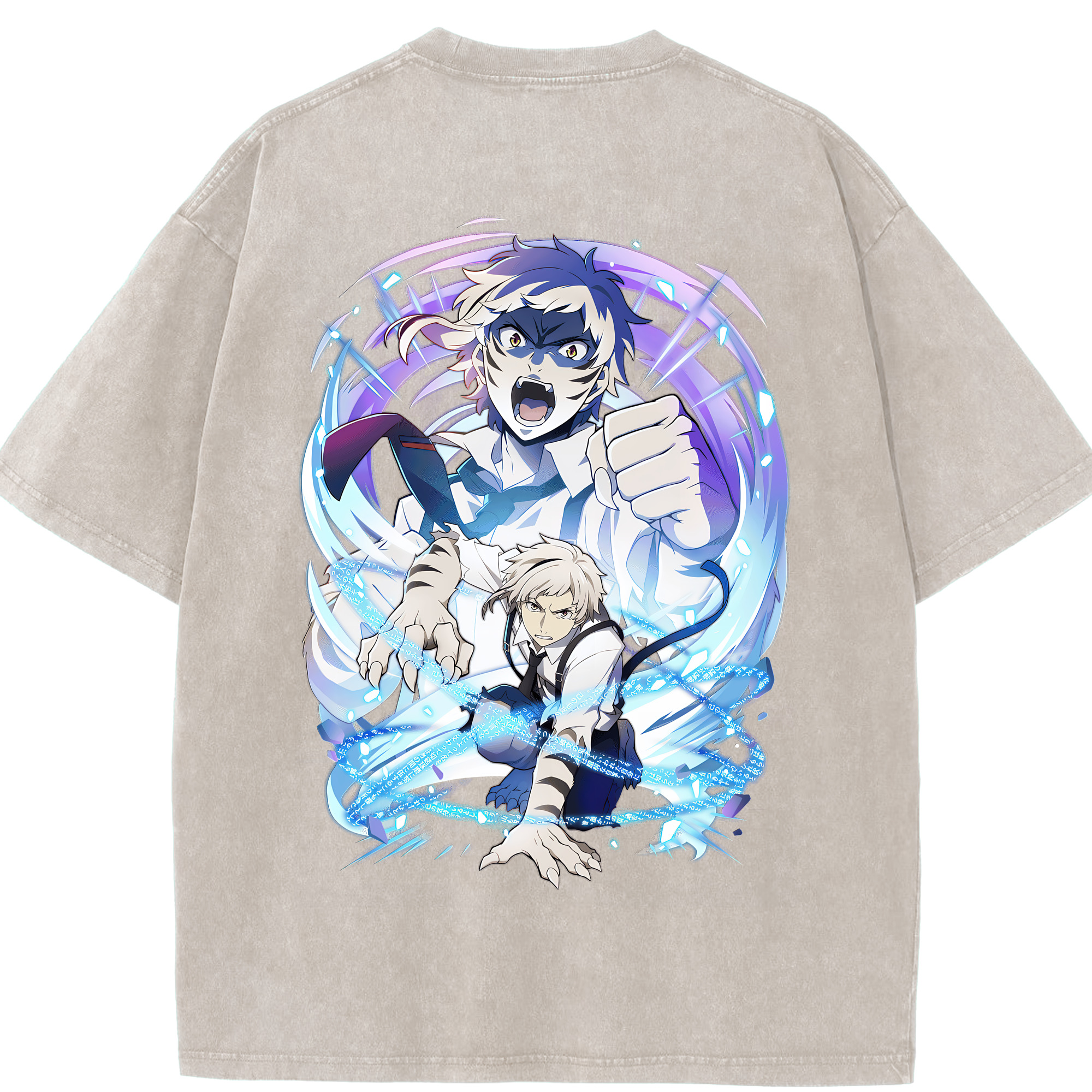 （画像用） 文豪ストレイドッグス Bungo Stray Dogs 綿100% ヴィンテージ風 半袖Tシャツ（背面プリント）