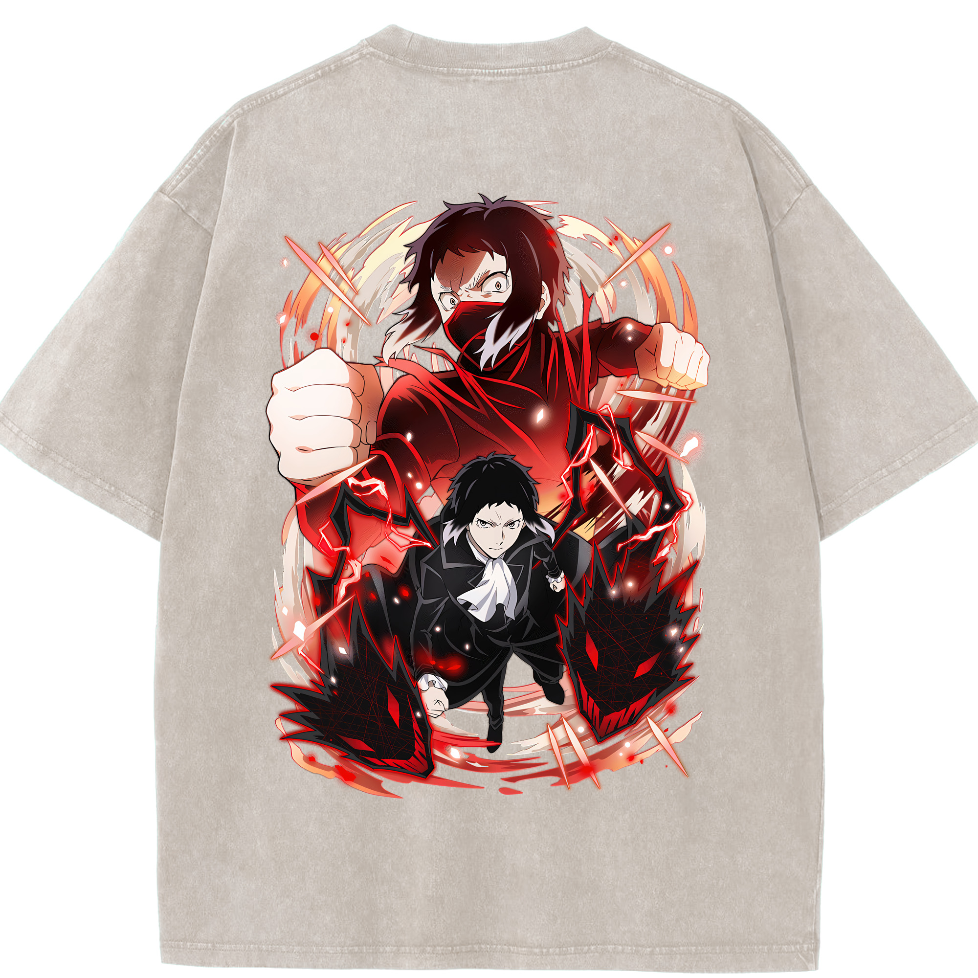 （画像用） 文豪ストレイドッグス Bungo Stray Dogs 綿100% ヴィンテージ風 半袖Tシャツ（背面プリント）