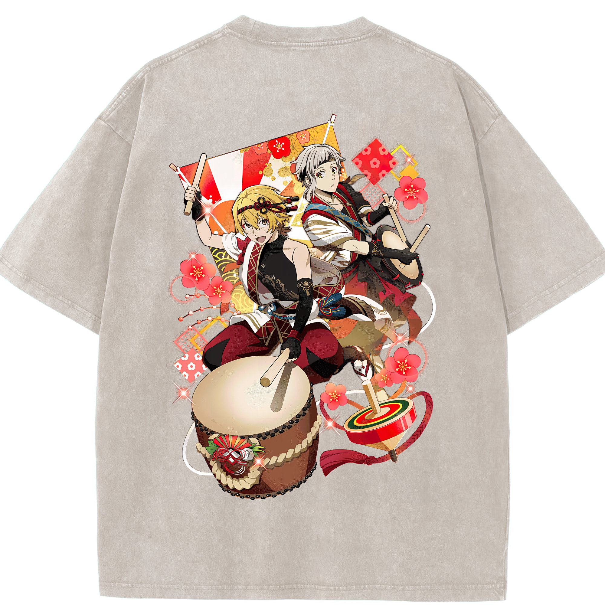 （画像用） 文豪ストレイドッグス Bungo Stray Dogs 綿100% ヴィンテージ風 半袖Tシャツ（背面プリント）