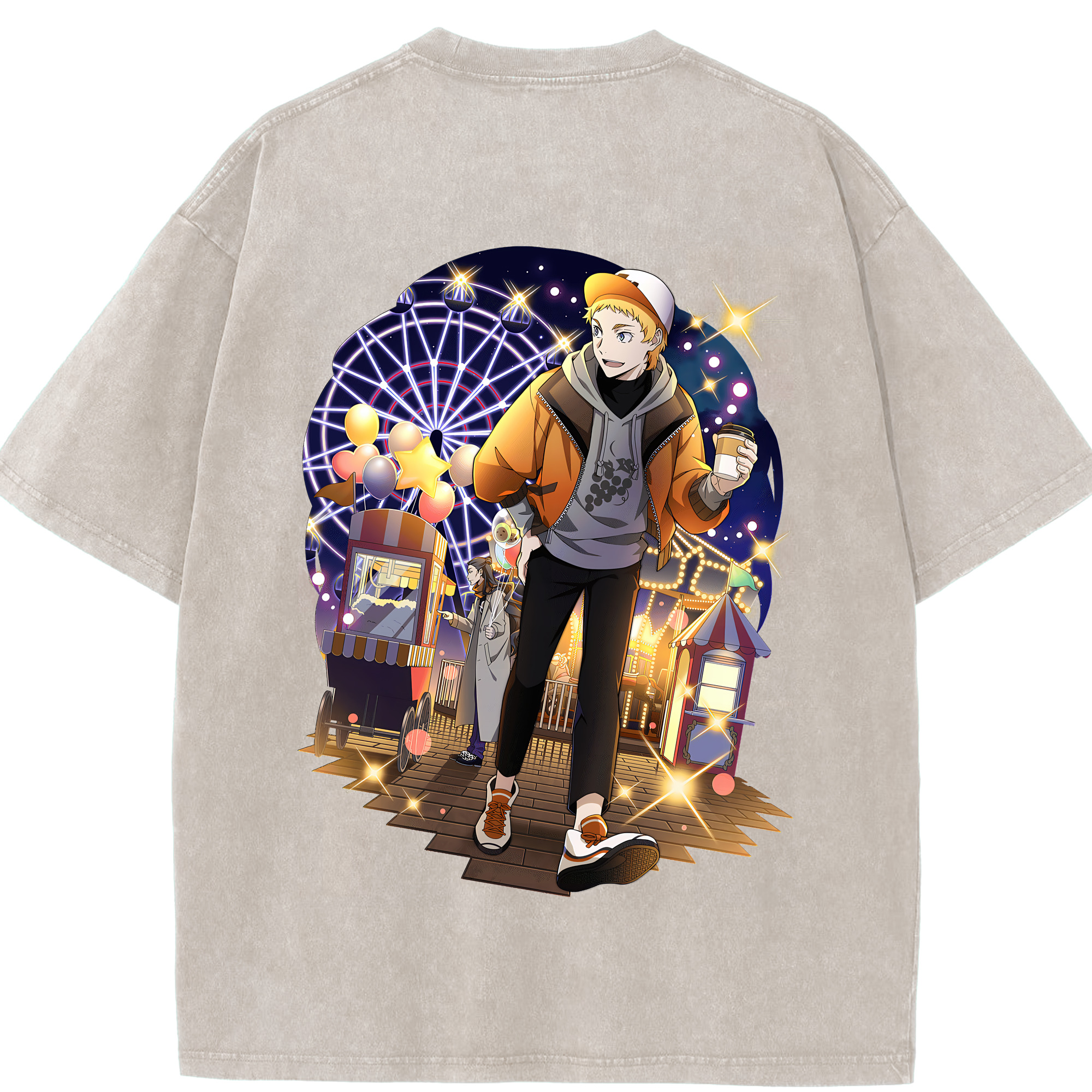 （画像用） 文豪ストレイドッグス Bungo Stray Dogs 綿100% ヴィンテージ風 半袖Tシャツ（背面プリント）