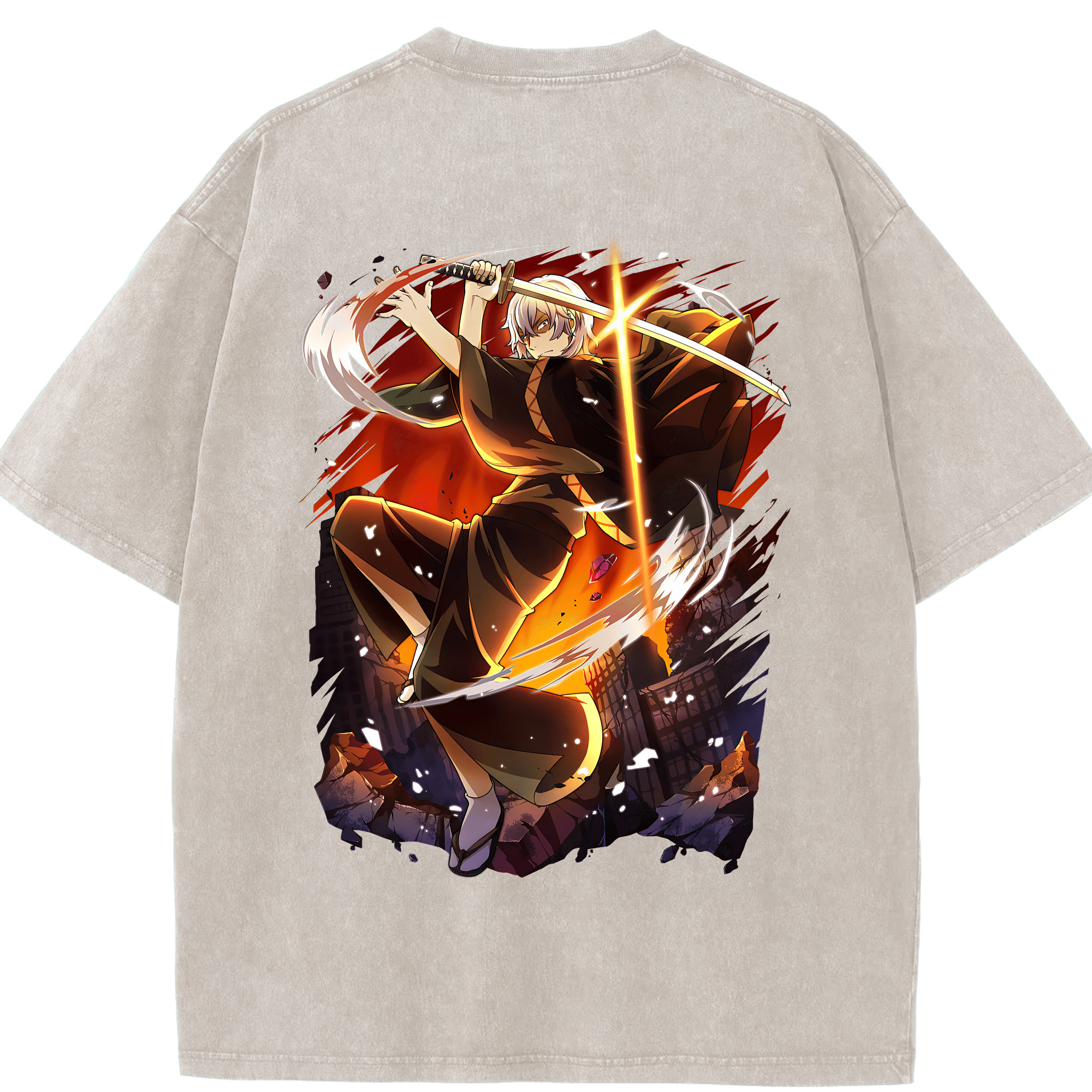 （画像用） 文豪ストレイドッグス Bungo Stray Dogs 綿100% ヴィンテージ風 半袖Tシャツ（背面プリント）