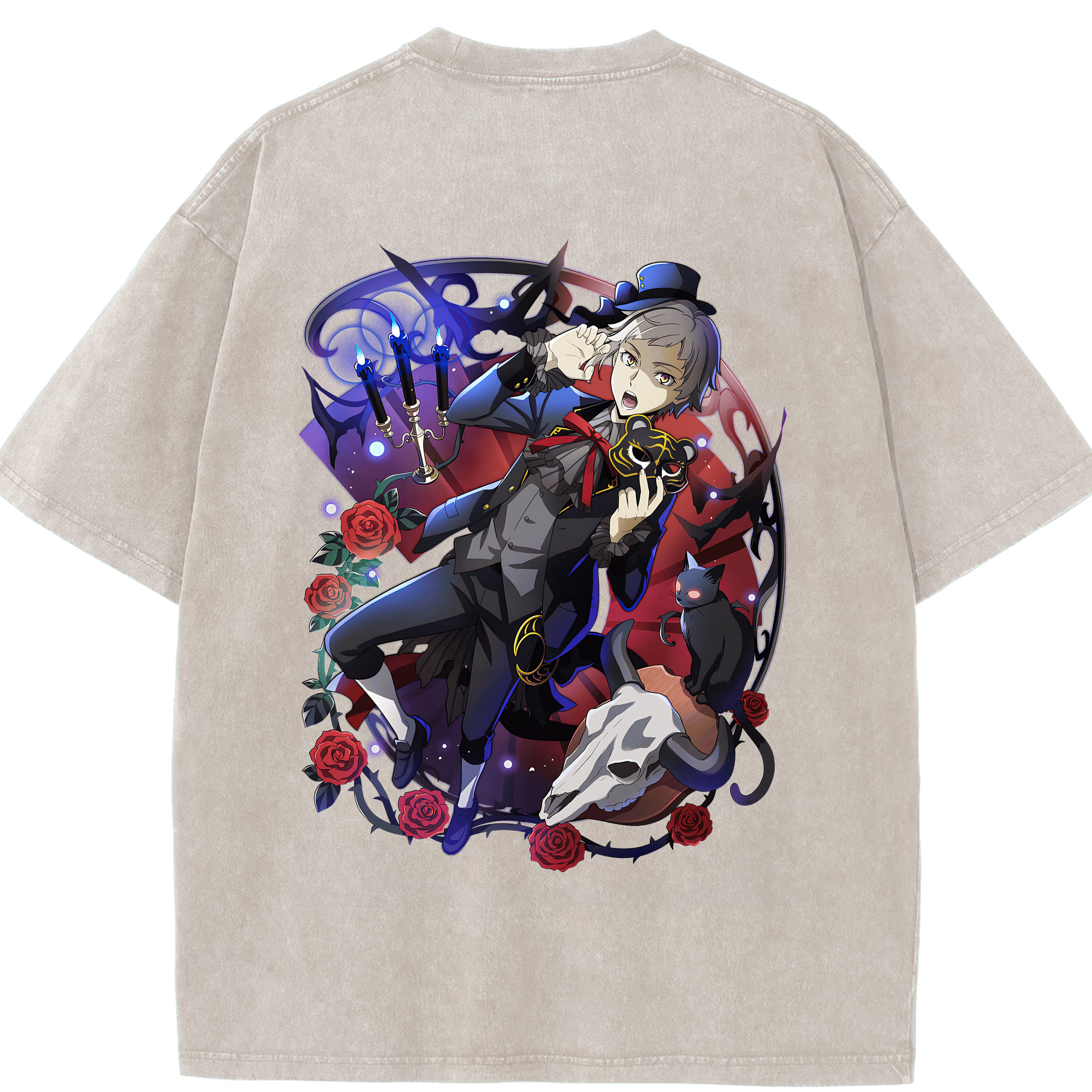 （画像用） 文豪ストレイドッグス Bungo Stray Dogs 綿100% ヴィンテージ風 半袖Tシャツ（背面プリント）