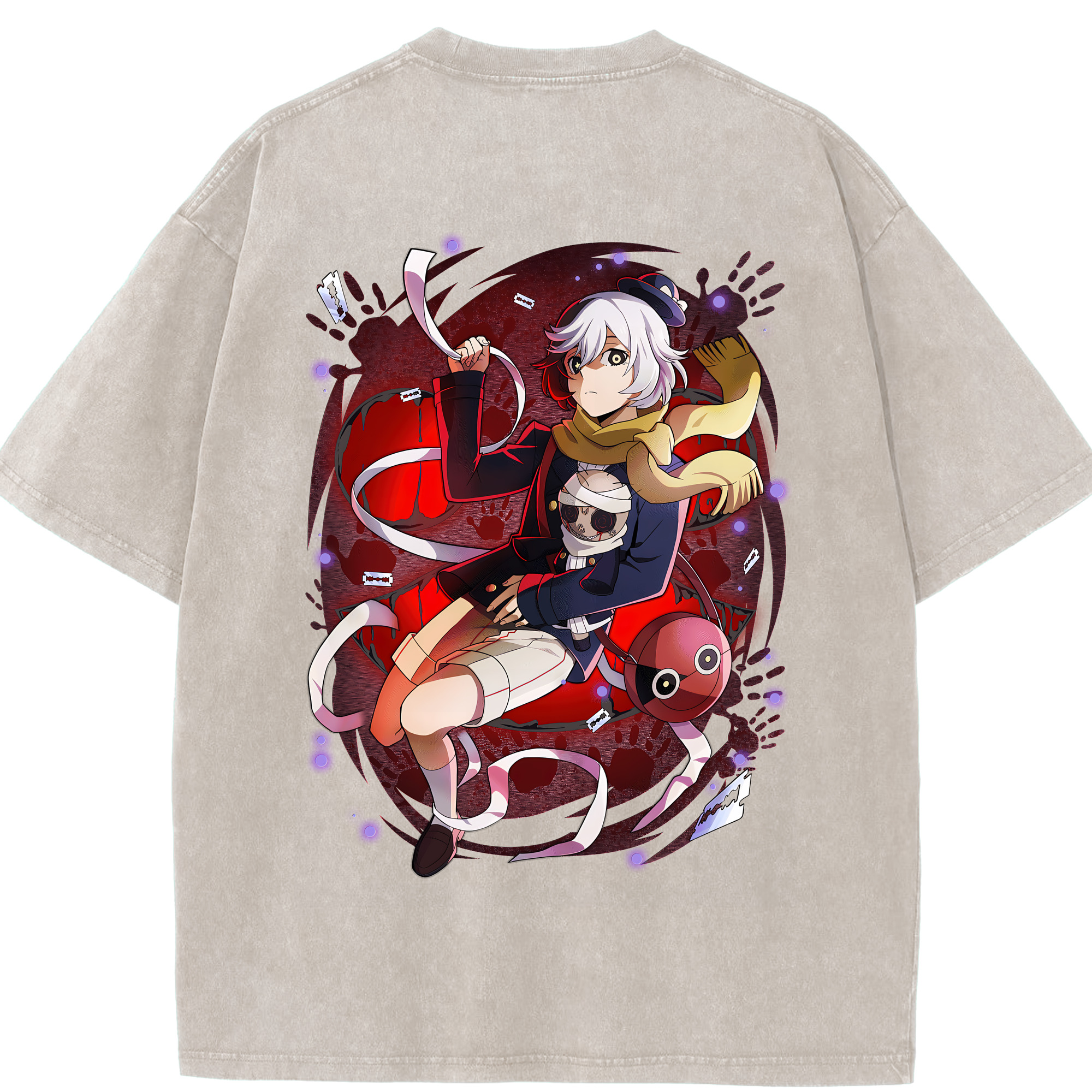 （画像用） 文豪ストレイドッグス Bungo Stray Dogs 綿100% ヴィンテージ風 半袖Tシャツ（背面プリント）