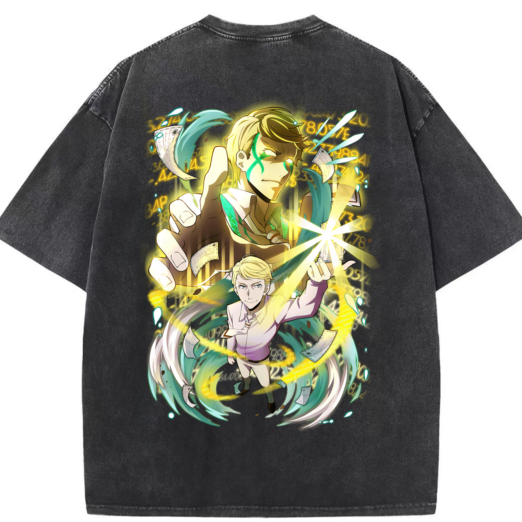 （画像用） 文豪ストレイドッグス Bungo Stray Dogs 綿100% ヴィンテージ風 半袖Tシャツ（背面プリント）