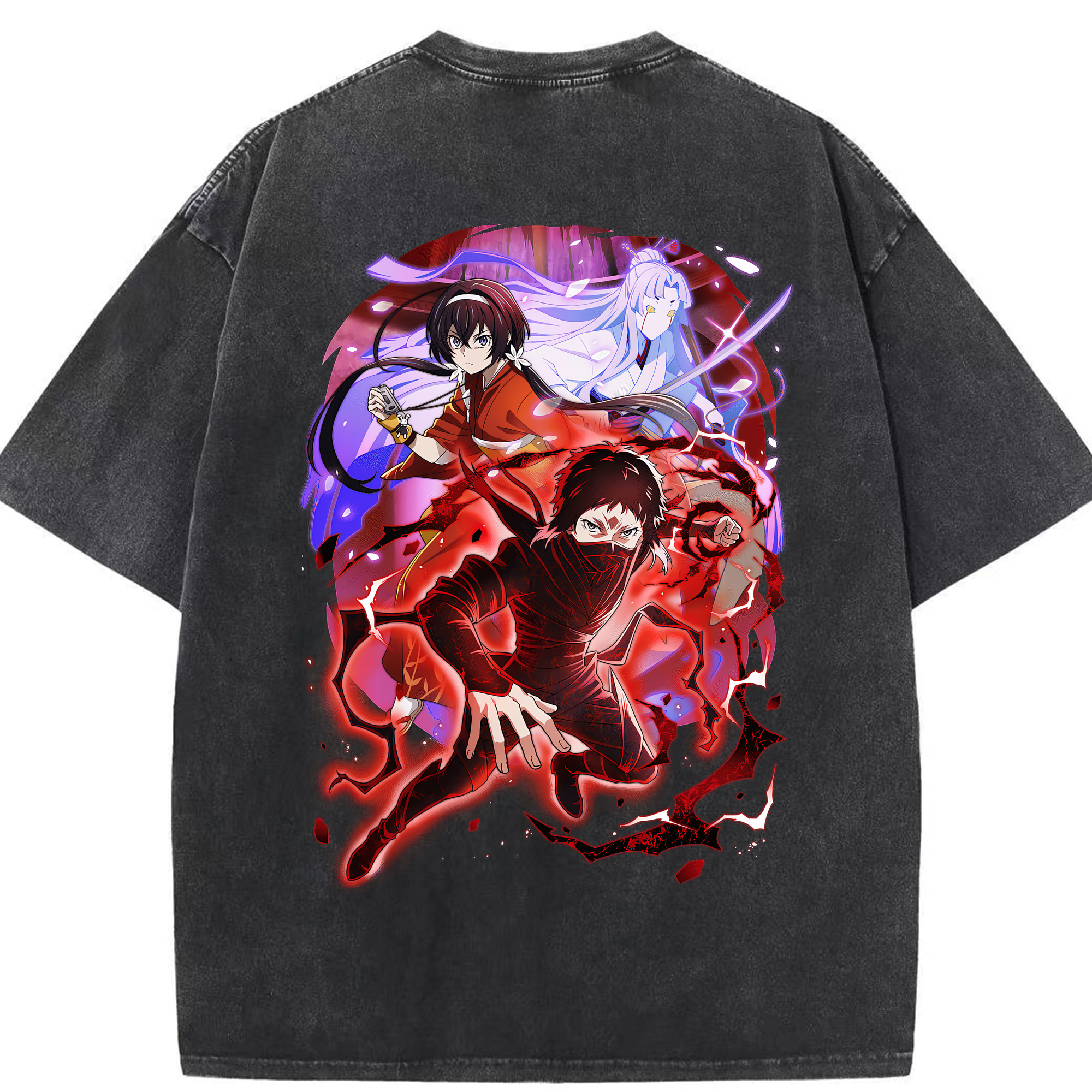 （画像用） 文豪ストレイドッグス Bungo Stray Dogs 綿100% ヴィンテージ風 半袖Tシャツ（背面プリント）
