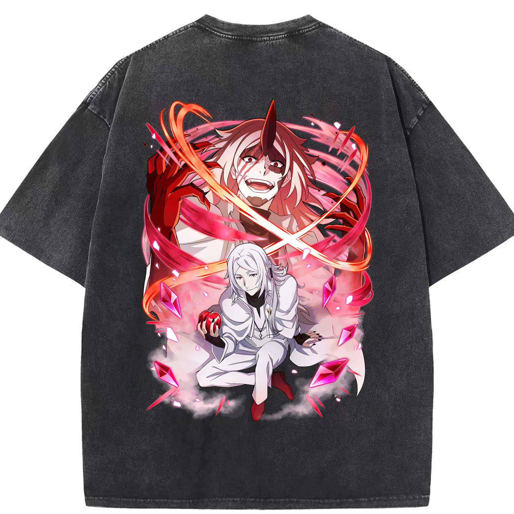 （画像用） 文豪ストレイドッグス Bungo Stray Dogs 綿100% ヴィンテージ風 半袖Tシャツ（背面プリント）