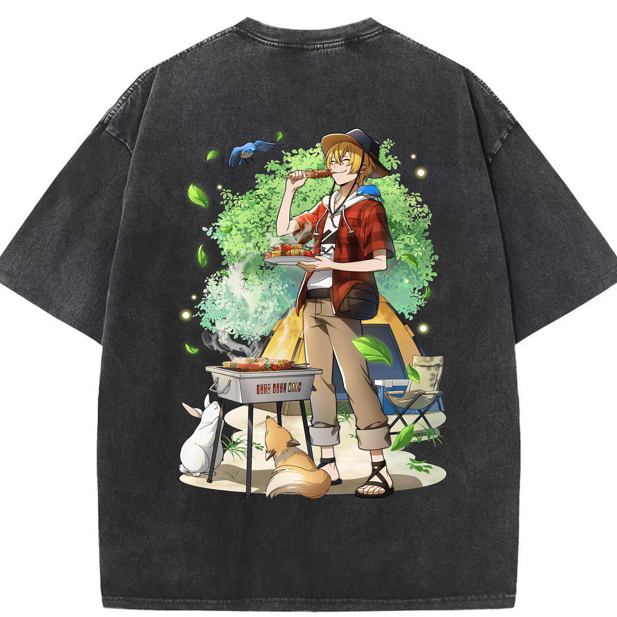 （画像用） 文豪ストレイドッグス Bungo Stray Dogs 綿100% ヴィンテージ風 半袖Tシャツ（背面プリント）