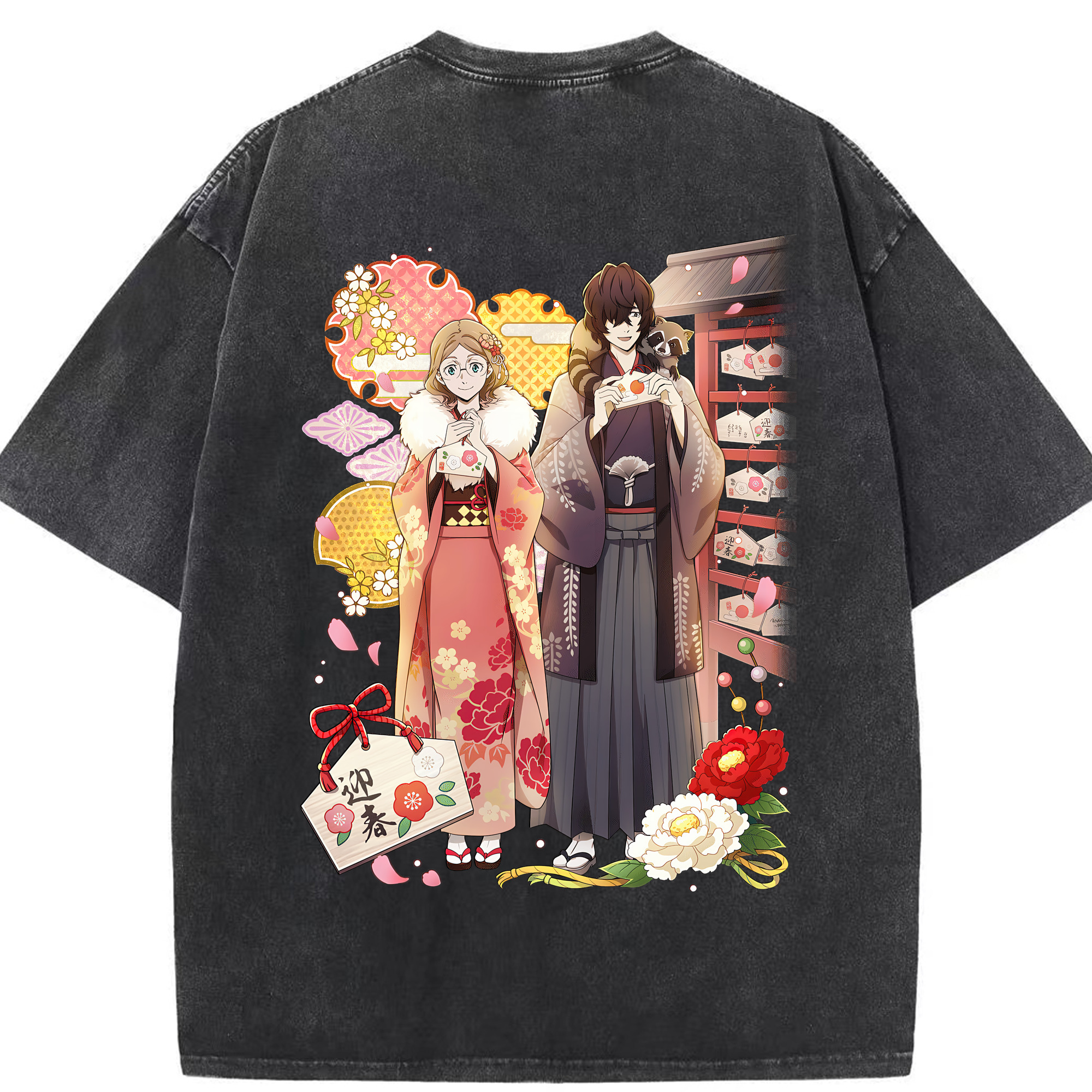 （画像用） 文豪ストレイドッグス Bungo Stray Dogs 綿100% ヴィンテージ風 半袖Tシャツ（背面プリント）