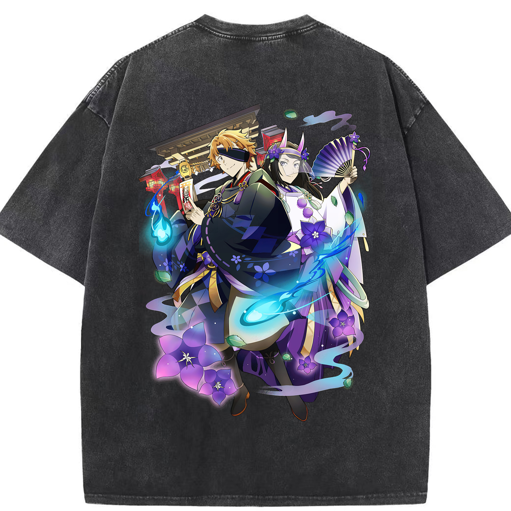 （画像用） 文豪ストレイドッグス Bungo Stray Dogs 綿100% ヴィンテージ風 半袖Tシャツ（背面プリント）