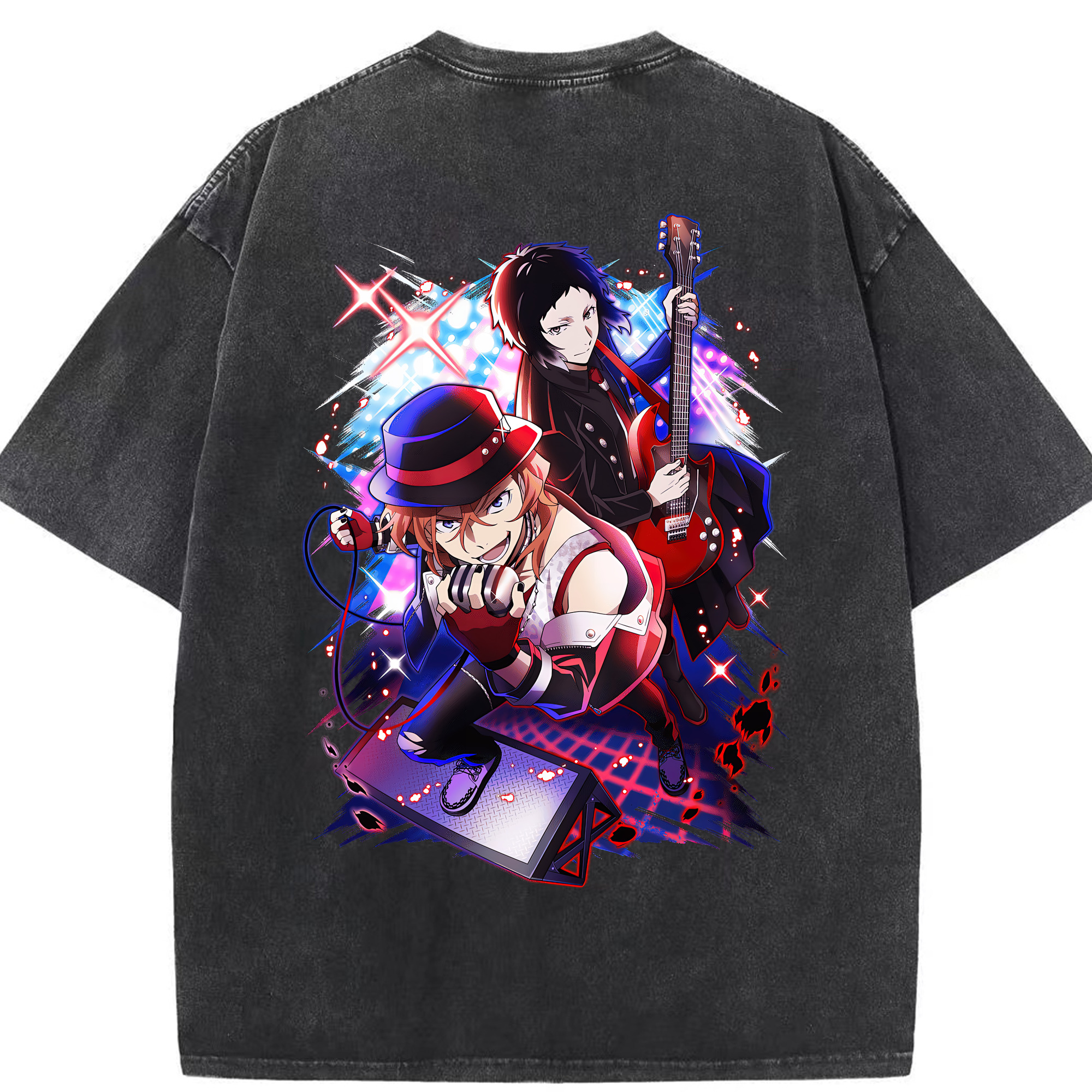 （画像用） 文豪ストレイドッグス Bungo Stray Dogs 綿100% ヴィンテージ風 半袖Tシャツ（背面プリント）