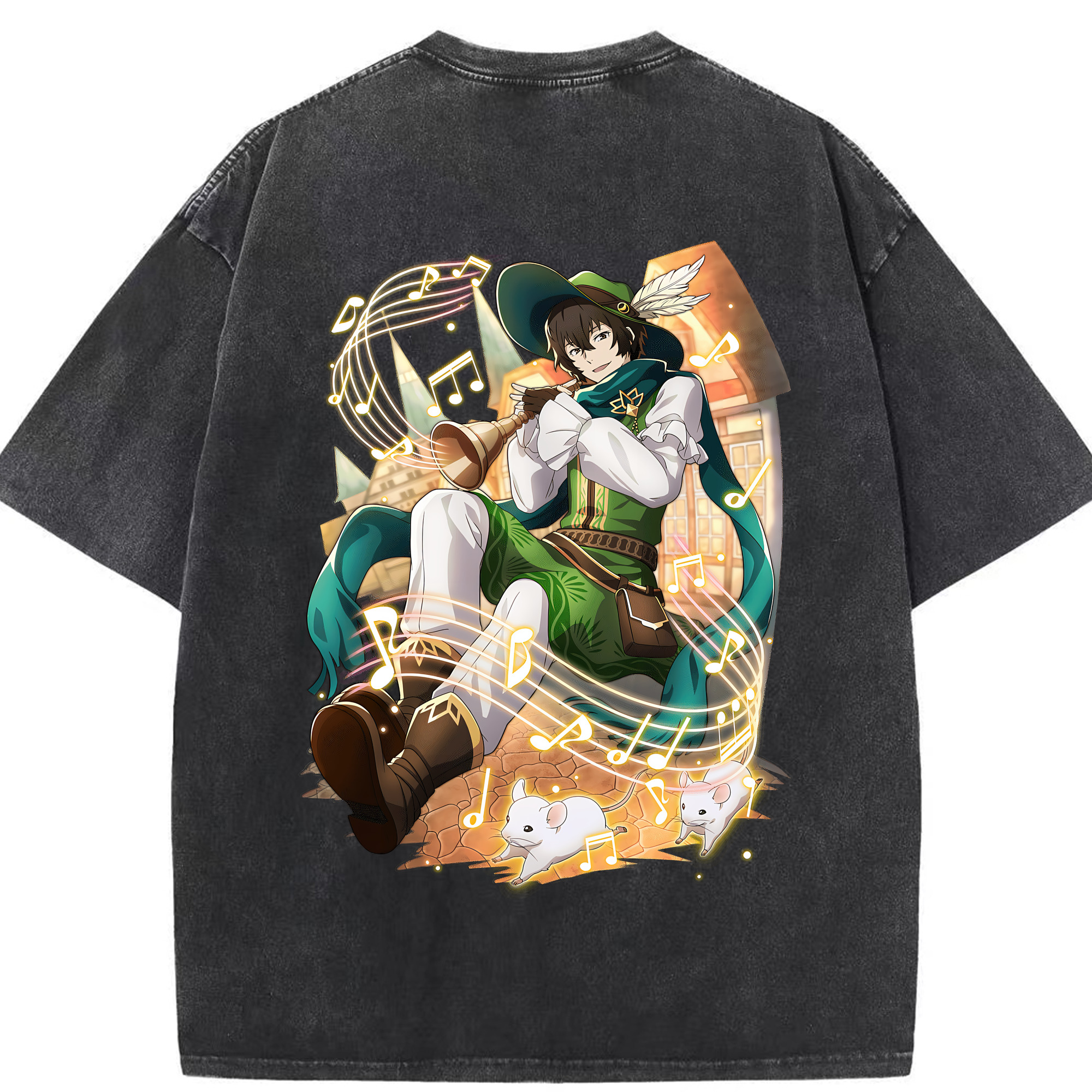 （画像用） 文豪ストレイドッグス Bungo Stray Dogs 綿100% ヴィンテージ風 半袖Tシャツ（背面プリント）