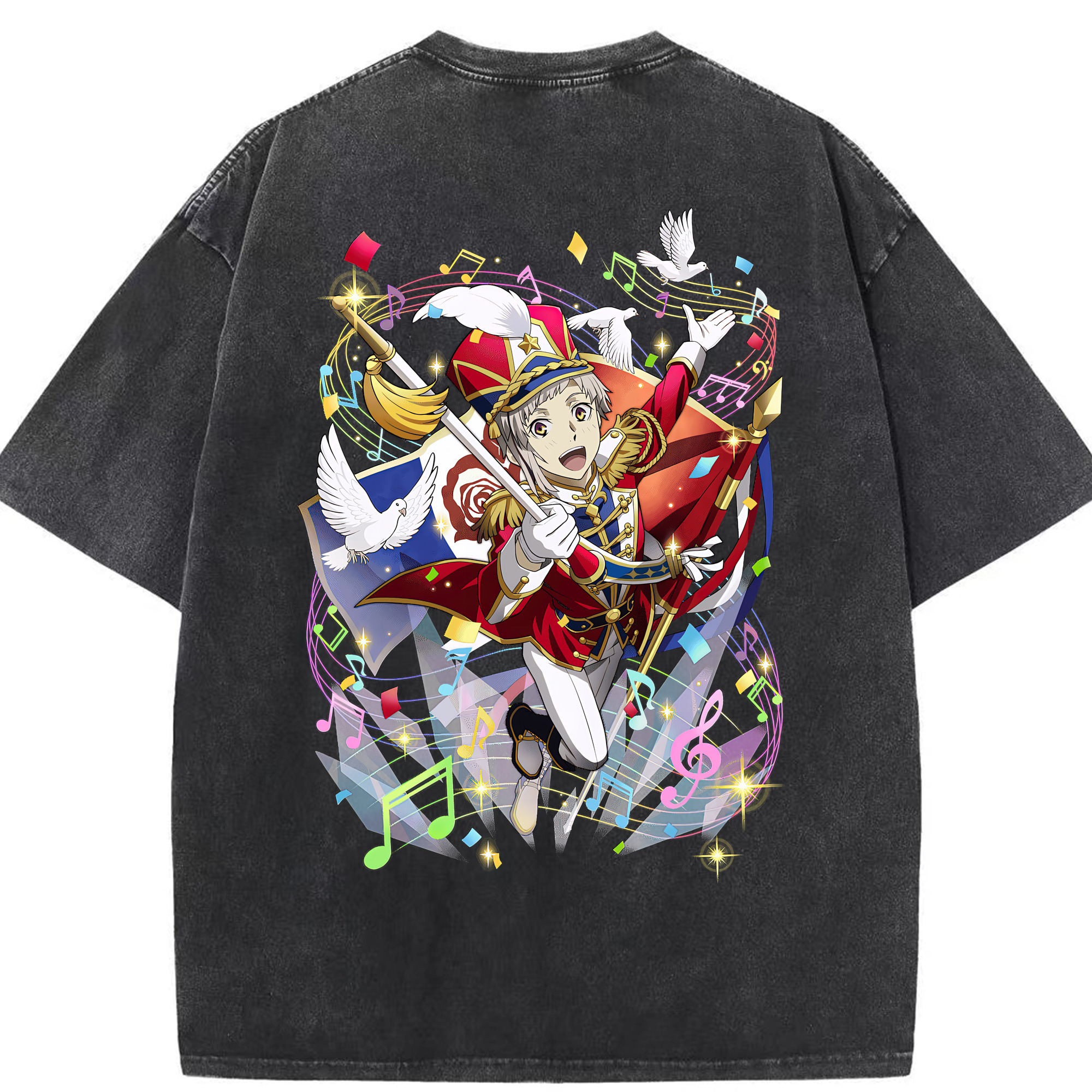 （画像用） 文豪ストレイドッグス Bungo Stray Dogs 綿100% ヴィンテージ風 半袖Tシャツ（背面プリント）