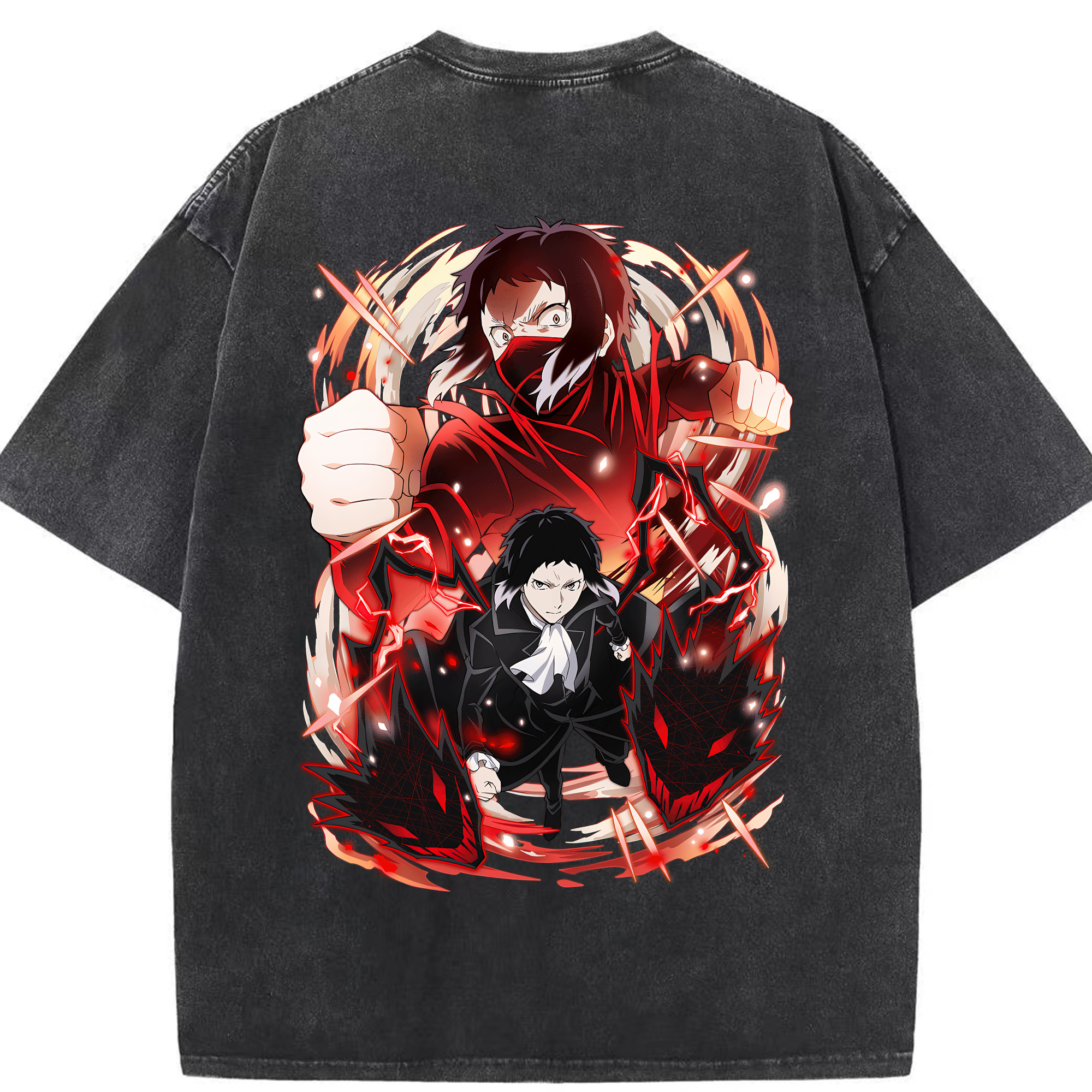 （画像用） 文豪ストレイドッグス Bungo Stray Dogs 綿100% ヴィンテージ風 半袖Tシャツ（背面プリント）