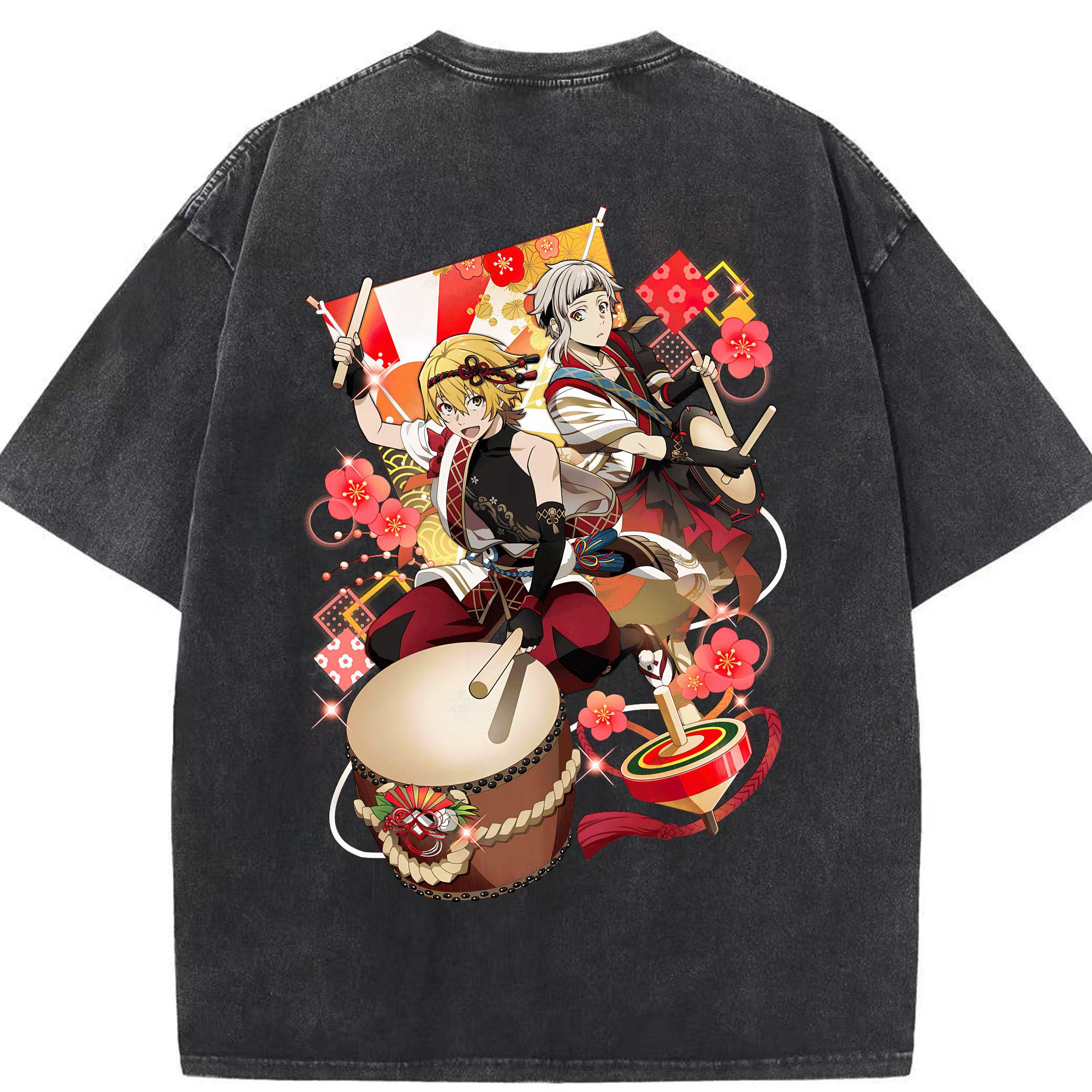 （画像用） 文豪ストレイドッグス Bungo Stray Dogs 綿100% ヴィンテージ風 半袖Tシャツ（背面プリント）