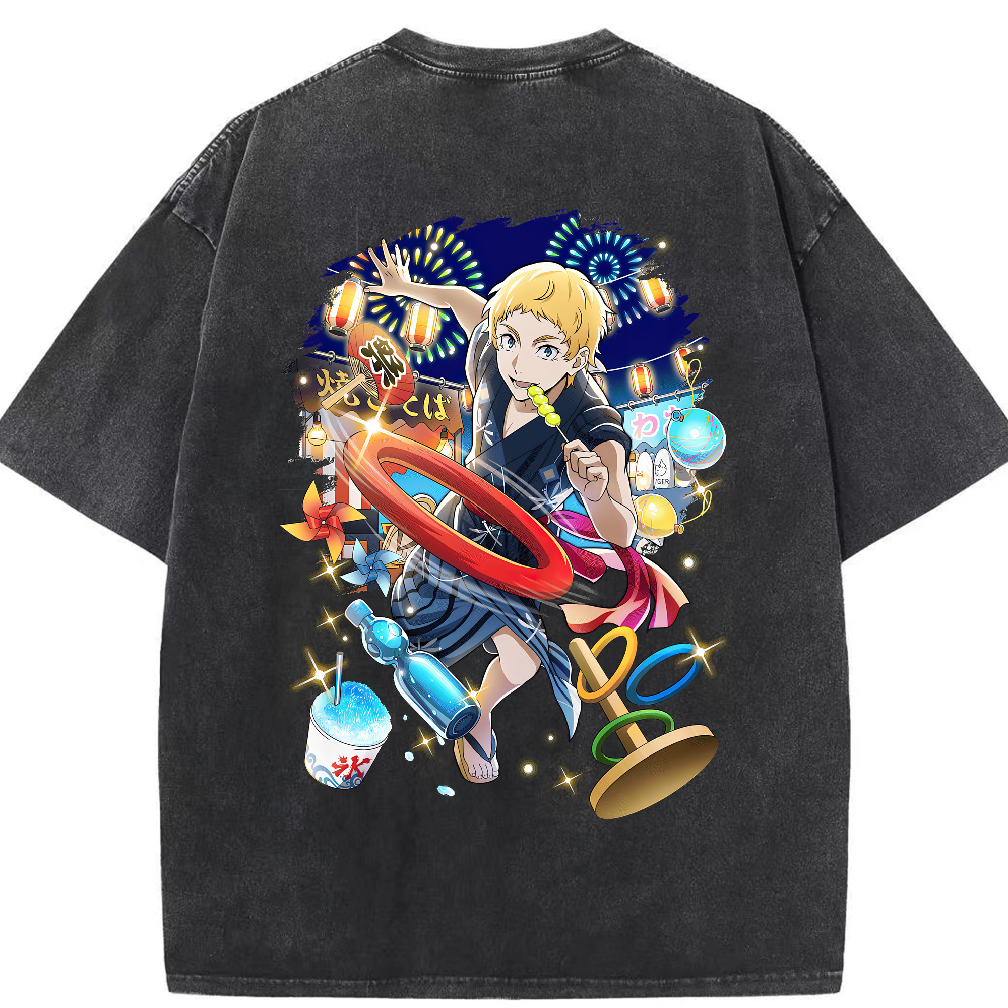 （画像用） 文豪ストレイドッグス Bungo Stray Dogs 綿100% ヴィンテージ風 半袖Tシャツ（背面プリント）