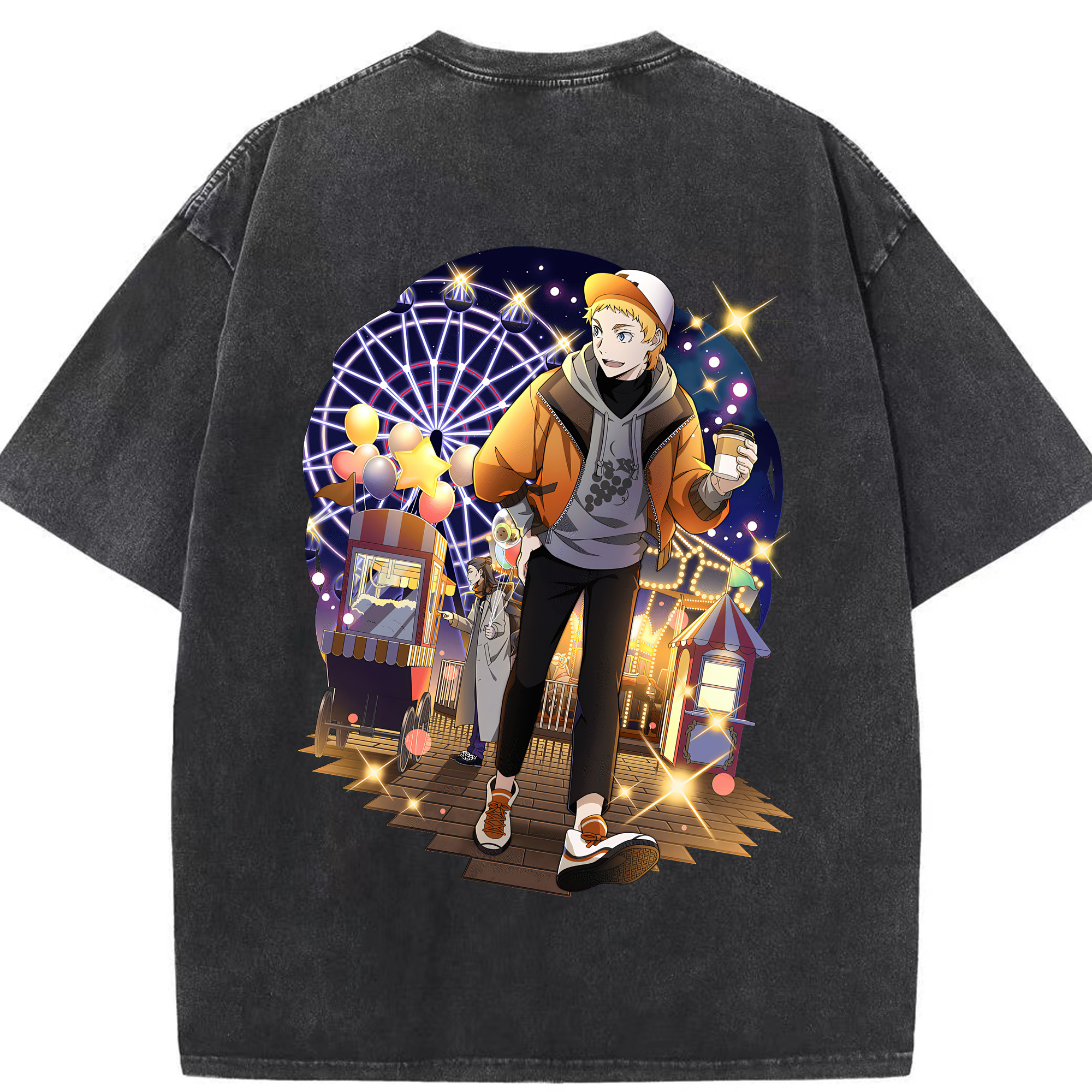 （画像用） 文豪ストレイドッグス Bungo Stray Dogs 綿100% ヴィンテージ風 半袖Tシャツ（背面プリント）
