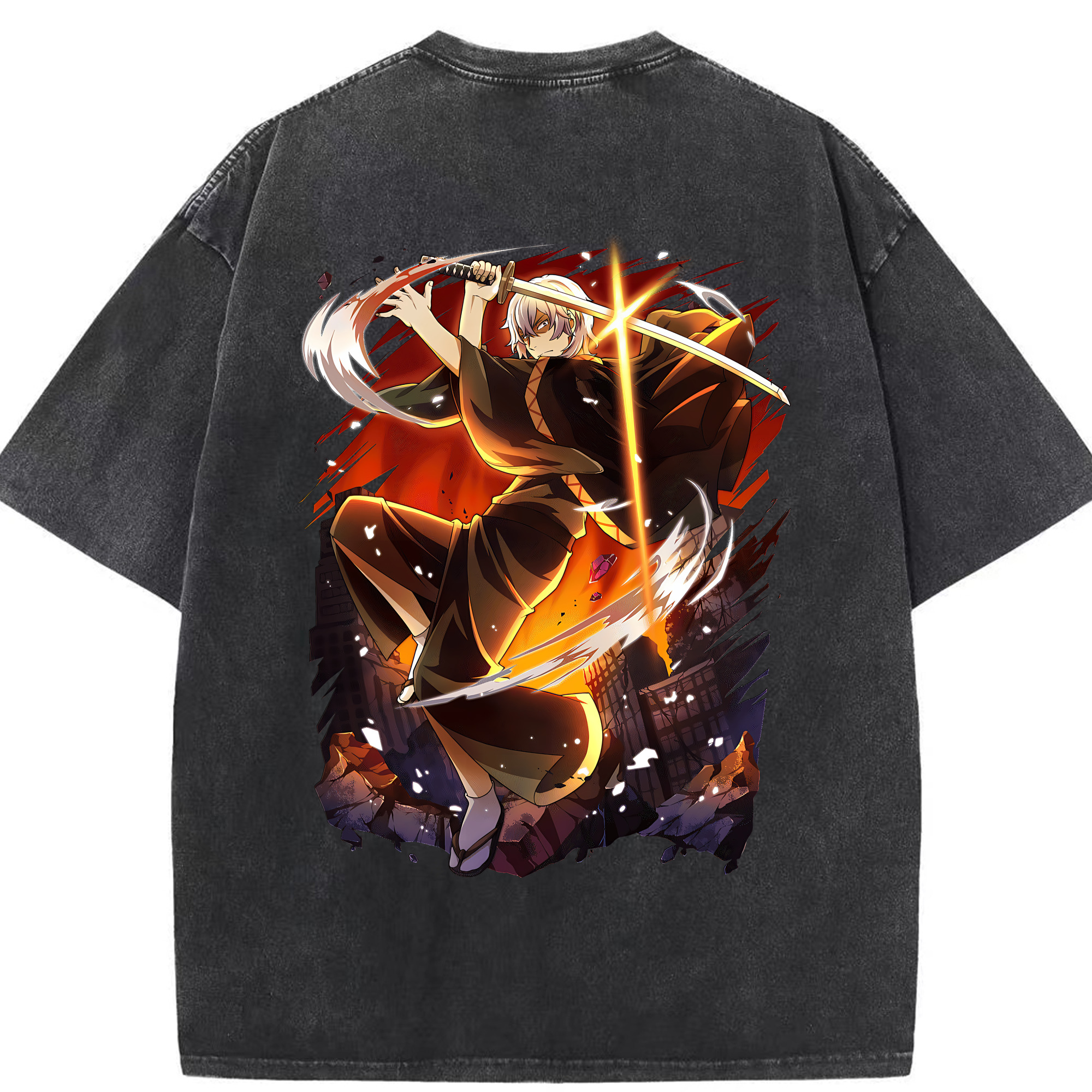 （画像用） 文豪ストレイドッグス Bungo Stray Dogs 綿100% ヴィンテージ風 半袖Tシャツ（背面プリント）