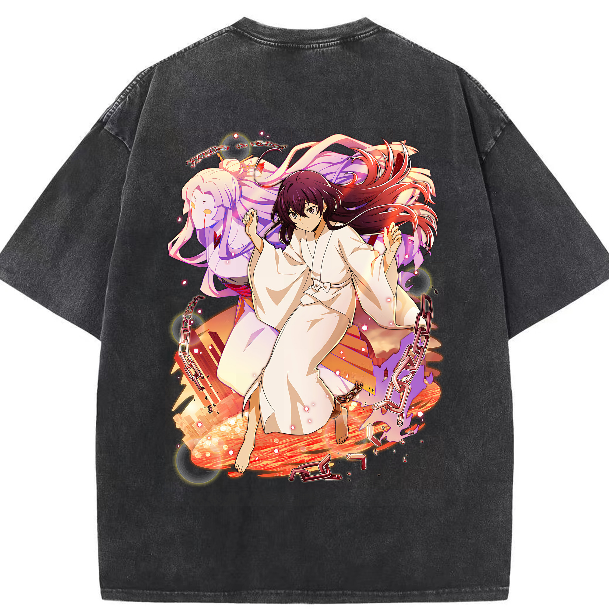 （画像用） 文豪ストレイドッグス Bungo Stray Dogs 綿100% ヴィンテージ風 半袖Tシャツ（背面プリント）