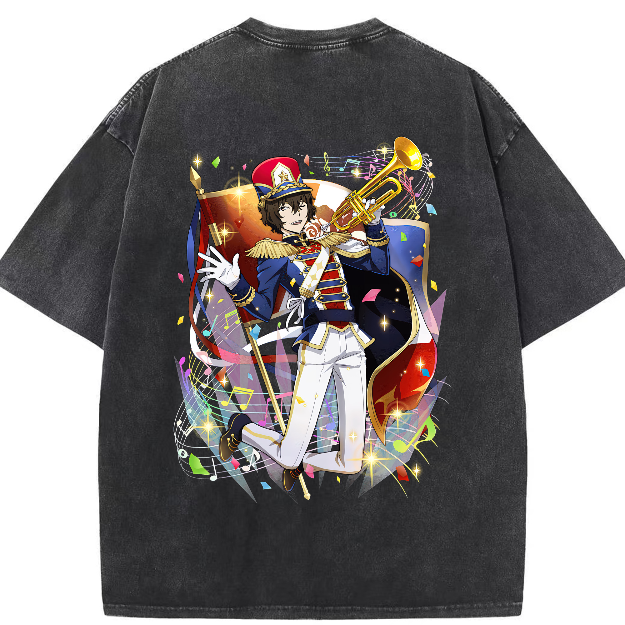 （画像用） 文豪ストレイドッグス Bungo Stray Dogs 綿100% ヴィンテージ風 半袖Tシャツ（背面プリント）