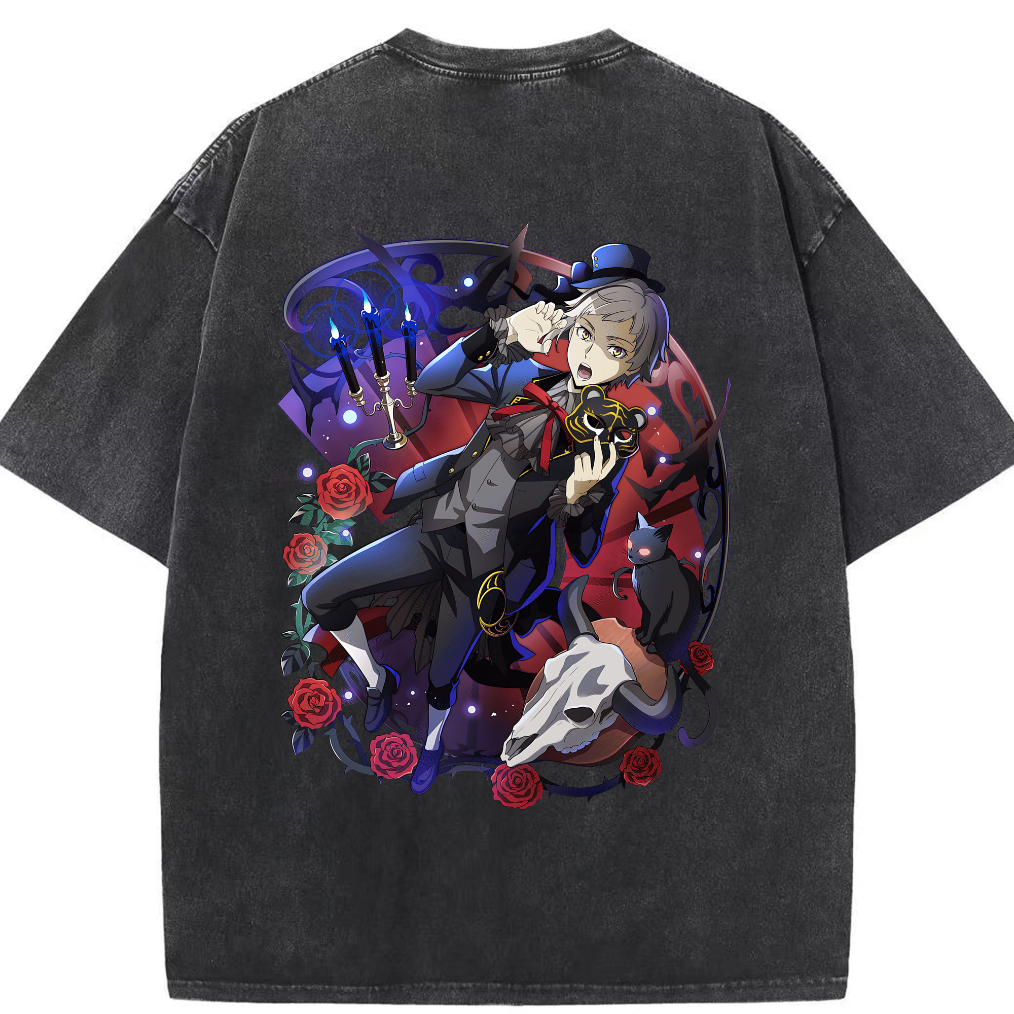 （画像用） 文豪ストレイドッグス Bungo Stray Dogs 綿100% ヴィンテージ風 半袖Tシャツ（背面プリント）