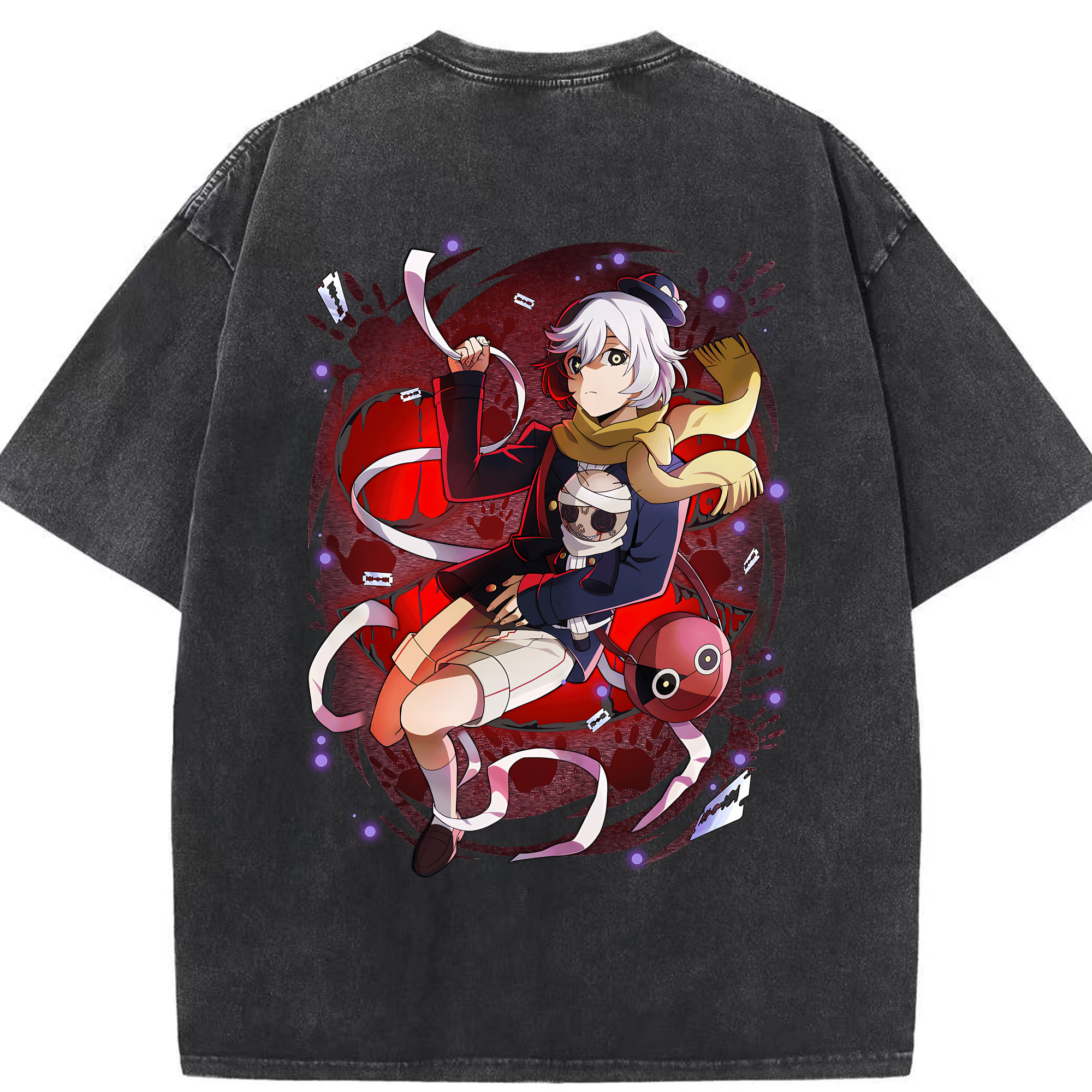 （画像用） 文豪ストレイドッグス Bungo Stray Dogs 綿100% ヴィンテージ風 半袖Tシャツ（背面プリント）