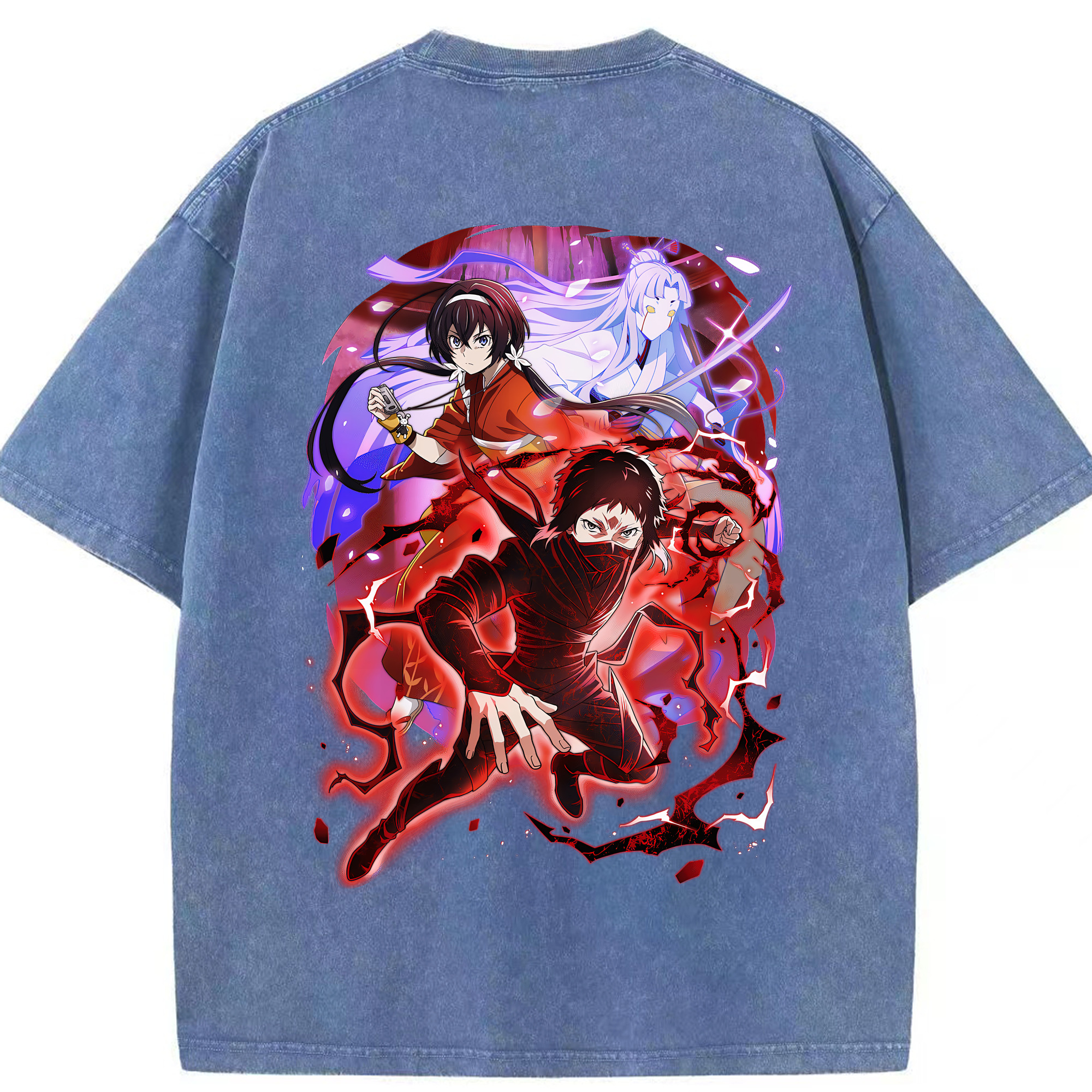 （画像用） 文豪ストレイドッグス Bungo Stray Dogs 綿100% ヴィンテージ風 半袖Tシャツ（背面プリント）