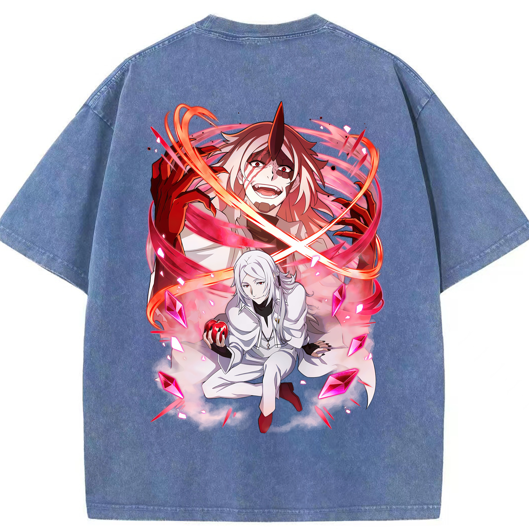 （画像用） 文豪ストレイドッグス Bungo Stray Dogs 綿100% ヴィンテージ風 半袖Tシャツ（背面プリント）