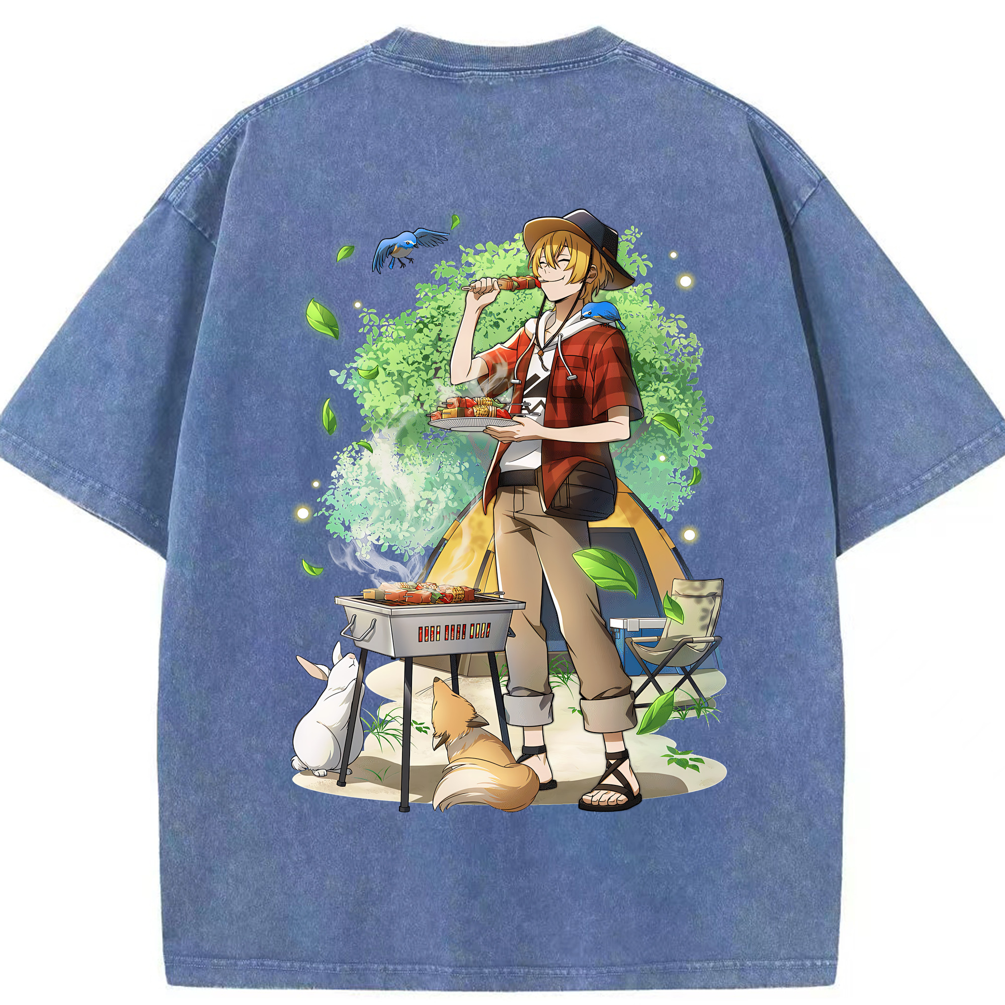 （画像用） 文豪ストレイドッグス Bungo Stray Dogs 綿100% ヴィンテージ風 半袖Tシャツ（背面プリント）