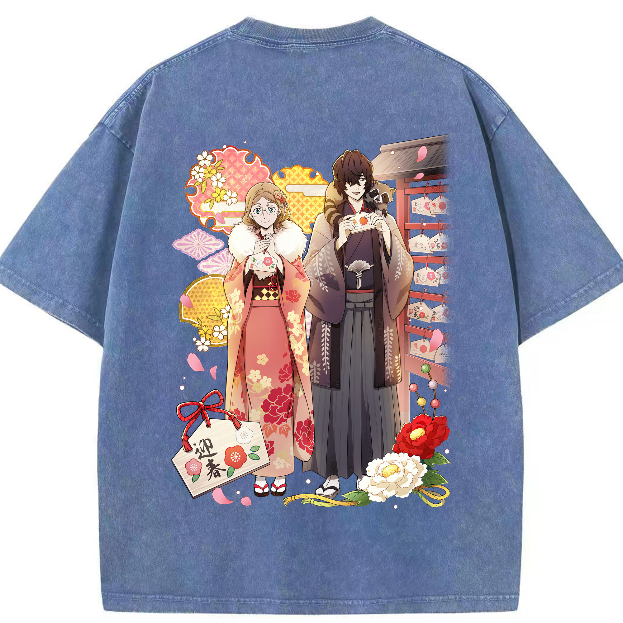 （画像用） 文豪ストレイドッグス Bungo Stray Dogs 綿100% ヴィンテージ風 半袖Tシャツ（背面プリント）