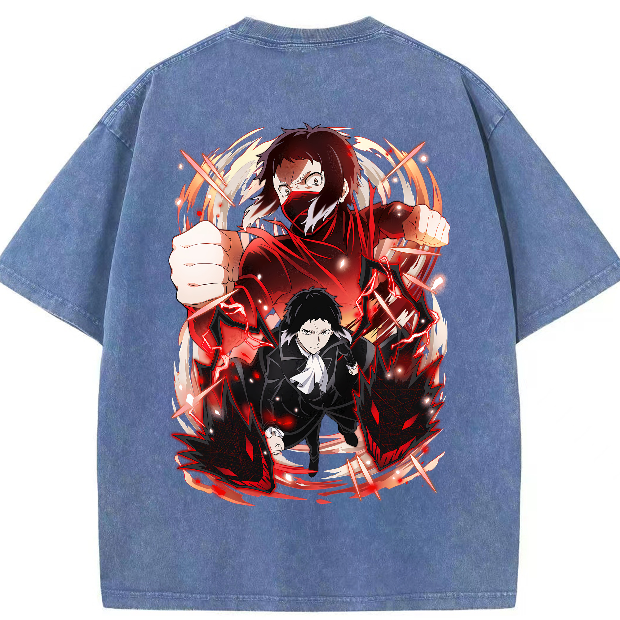 （画像用） 文豪ストレイドッグス Bungo Stray Dogs 綿100% ヴィンテージ風 半袖Tシャツ（背面プリント）