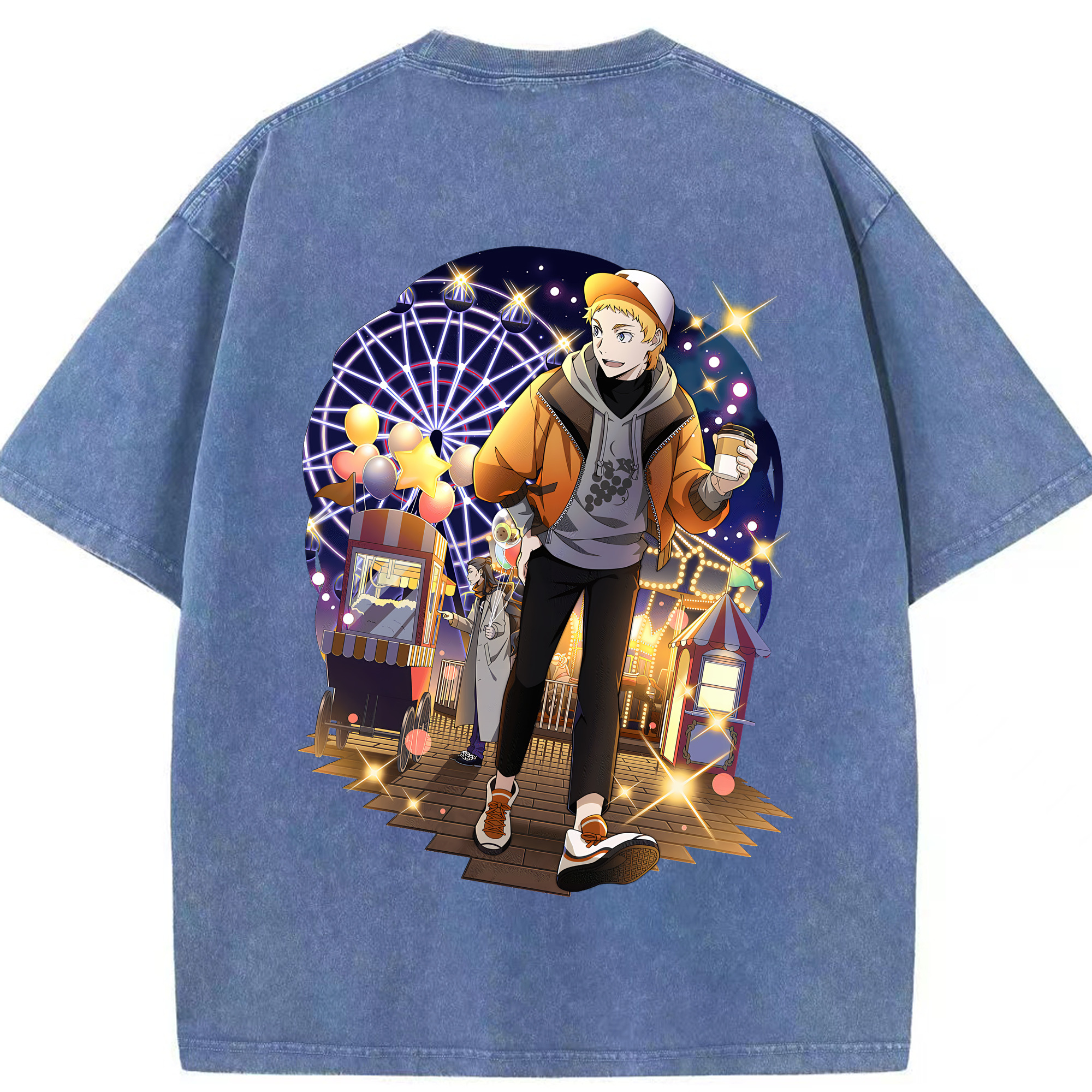（画像用） 文豪ストレイドッグス Bungo Stray Dogs 綿100% ヴィンテージ風 半袖Tシャツ（背面プリント）