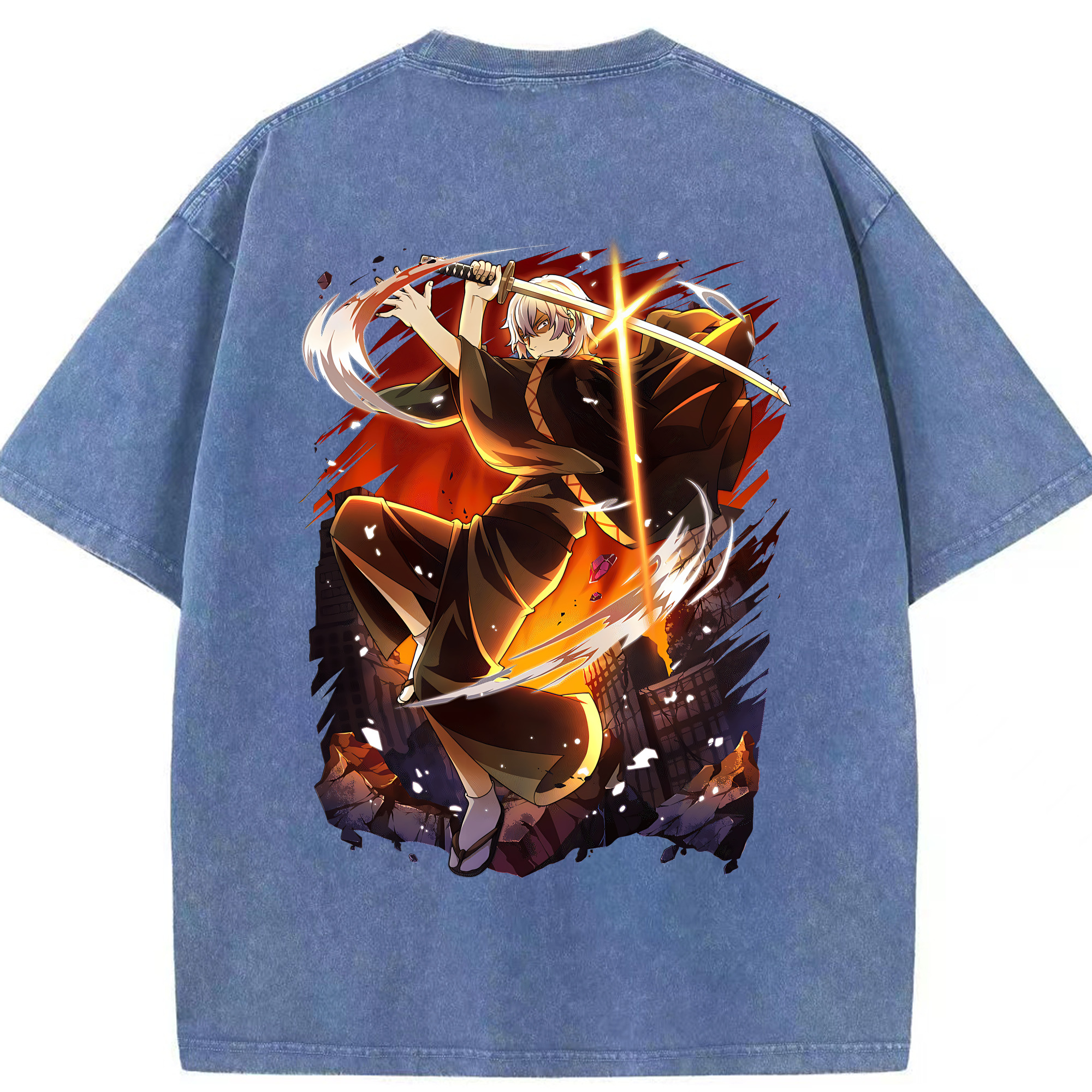 （画像用） 文豪ストレイドッグス Bungo Stray Dogs 綿100% ヴィンテージ風 半袖Tシャツ（背面プリント）