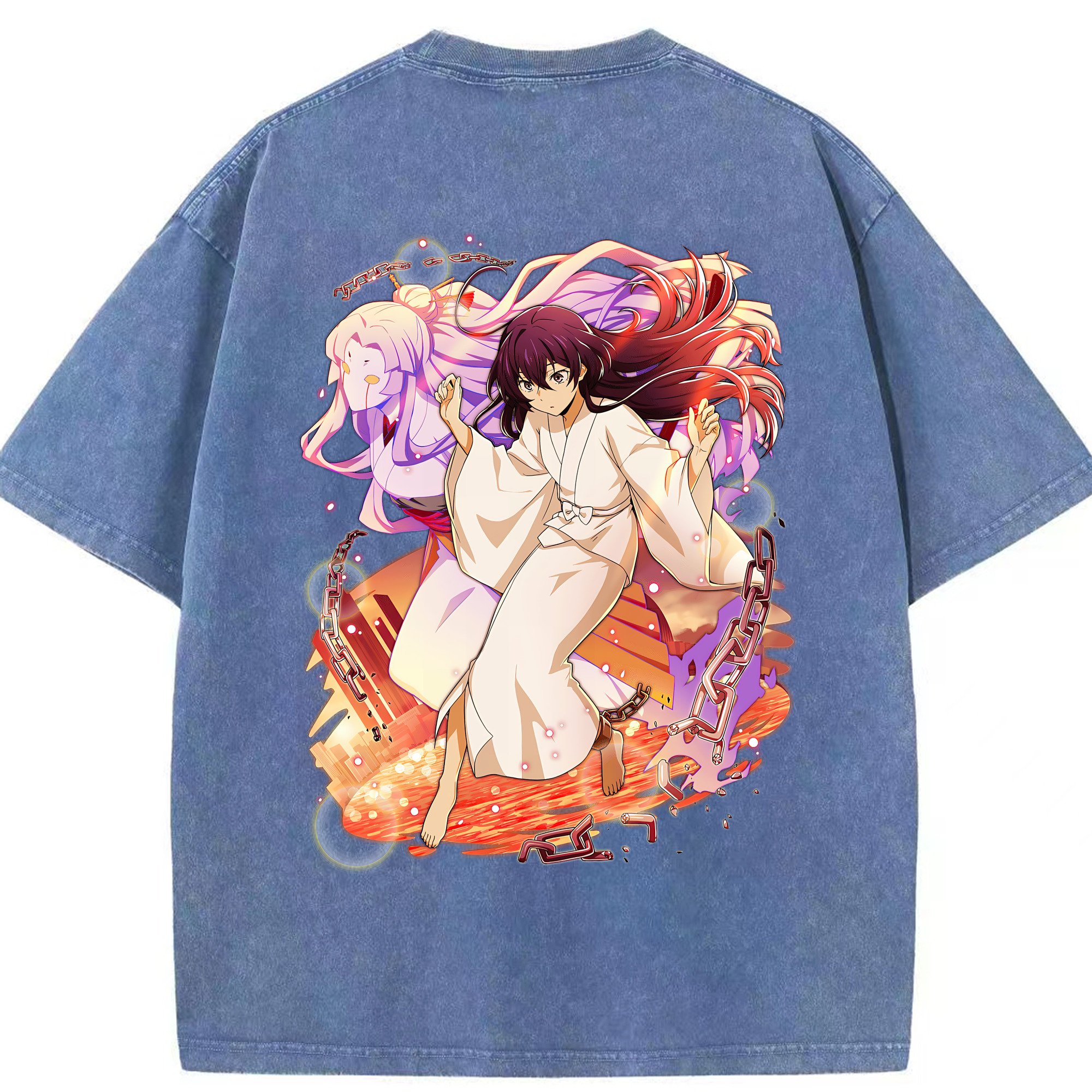 （画像用） 文豪ストレイドッグス Bungo Stray Dogs 綿100% ヴィンテージ風 半袖Tシャツ（背面プリント）