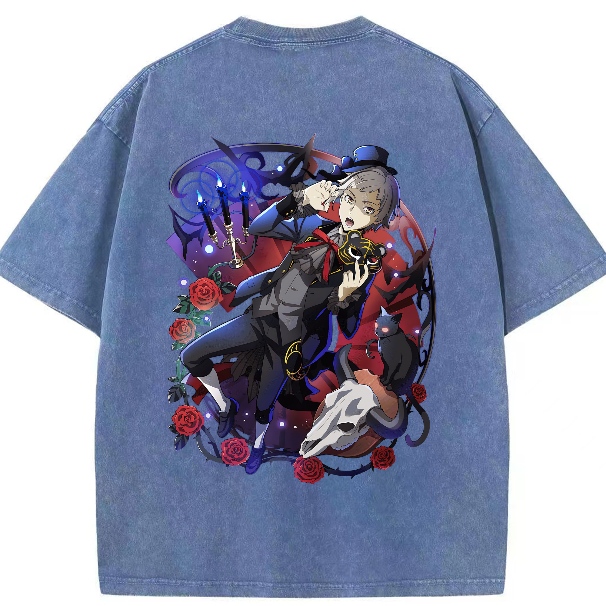 （画像用） 文豪ストレイドッグス Bungo Stray Dogs 綿100% ヴィンテージ風 半袖Tシャツ（背面プリント）