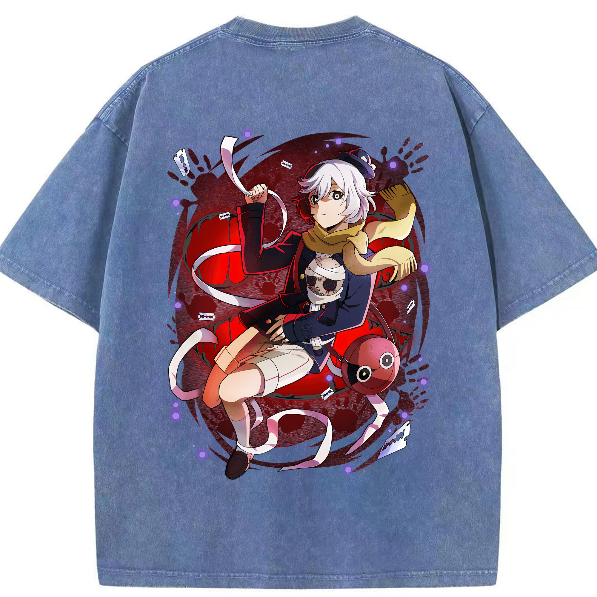 （画像用） 文豪ストレイドッグス Bungo Stray Dogs 綿100% ヴィンテージ風 半袖Tシャツ（背面プリント）