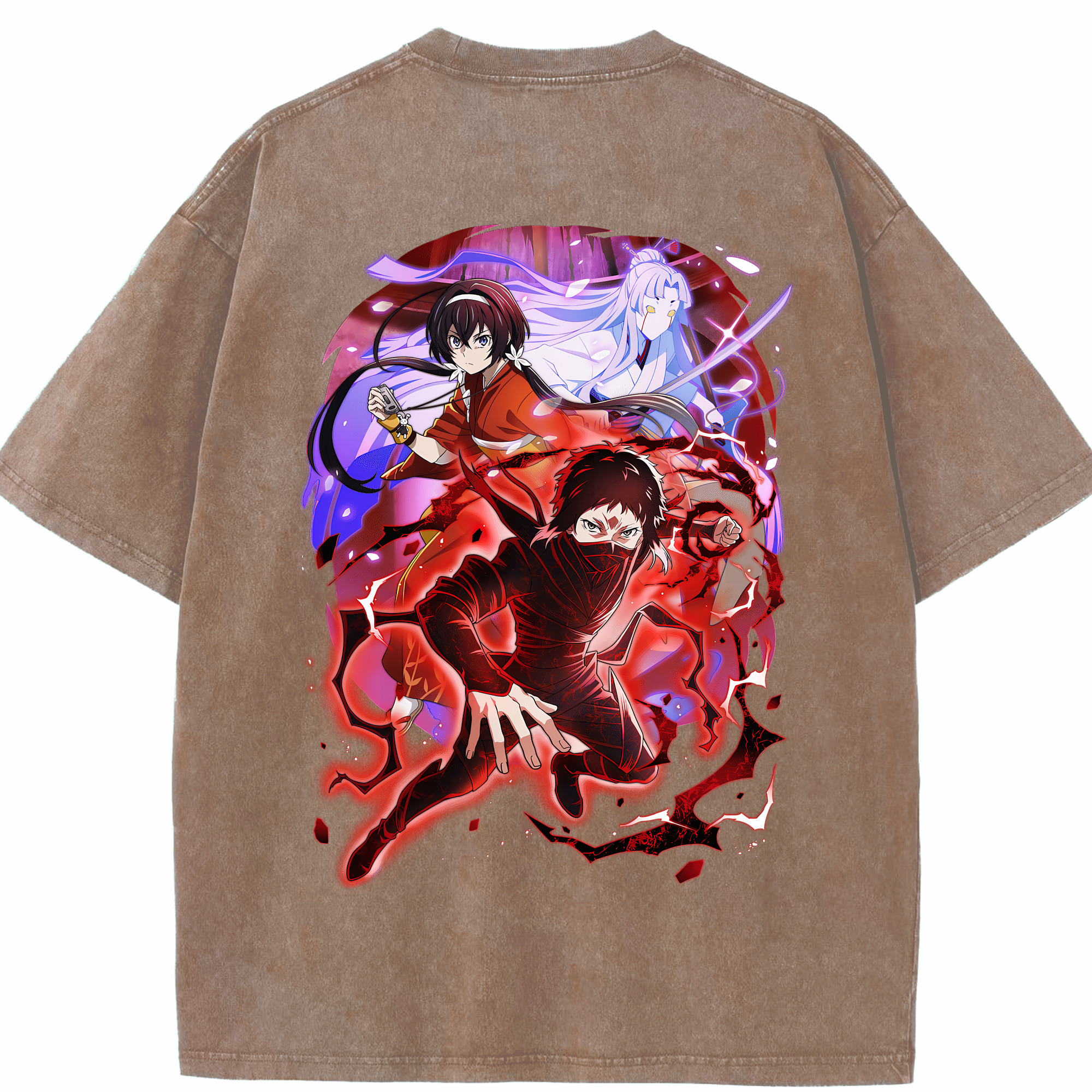 （画像用） 文豪ストレイドッグス Bungo Stray Dogs 綿100% ヴィンテージ風 半袖Tシャツ（背面プリント）