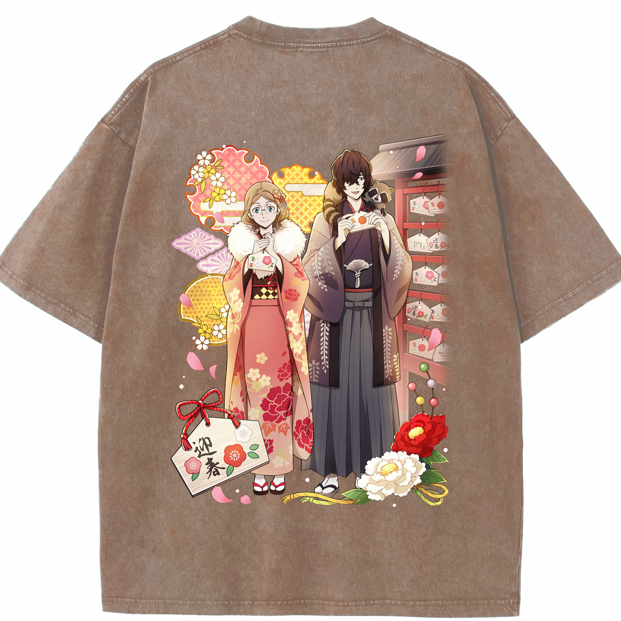 （画像用） 文豪ストレイドッグス Bungo Stray Dogs 綿100% ヴィンテージ風 半袖Tシャツ（背面プリント）
