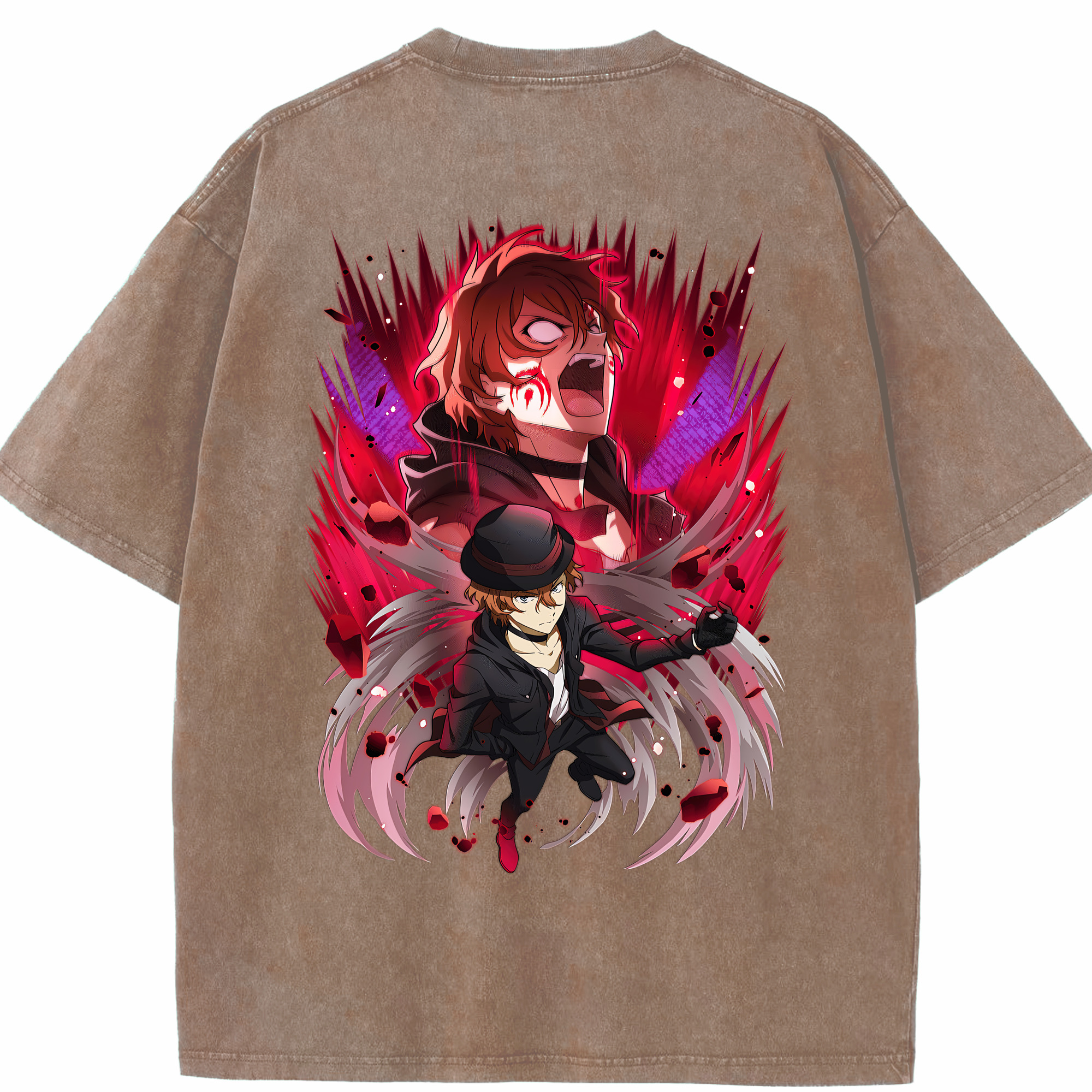 （画像用） 文豪ストレイドッグス Bungo Stray Dogs 綿100% ヴィンテージ風 半袖Tシャツ（背面プリント）