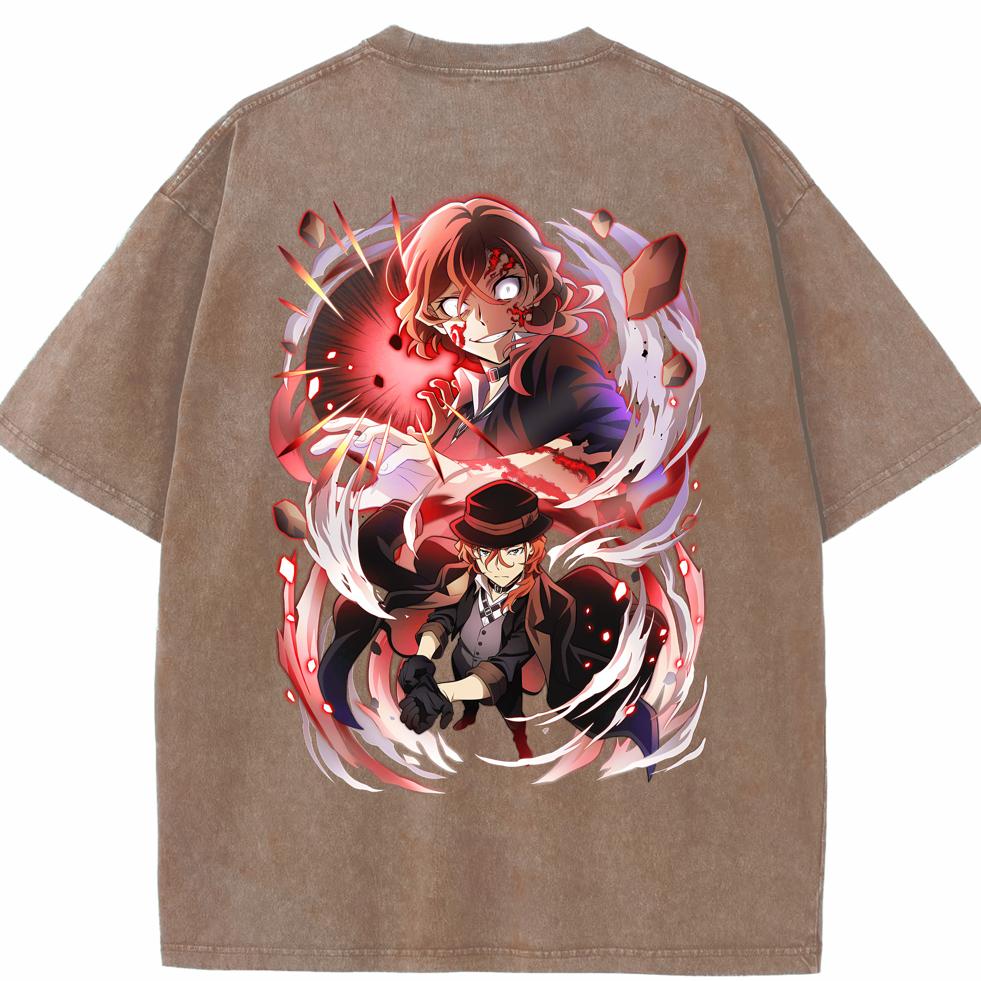（画像用） 文豪ストレイドッグス Bungo Stray Dogs 綿100% ヴィンテージ風 半袖Tシャツ（背面プリント）