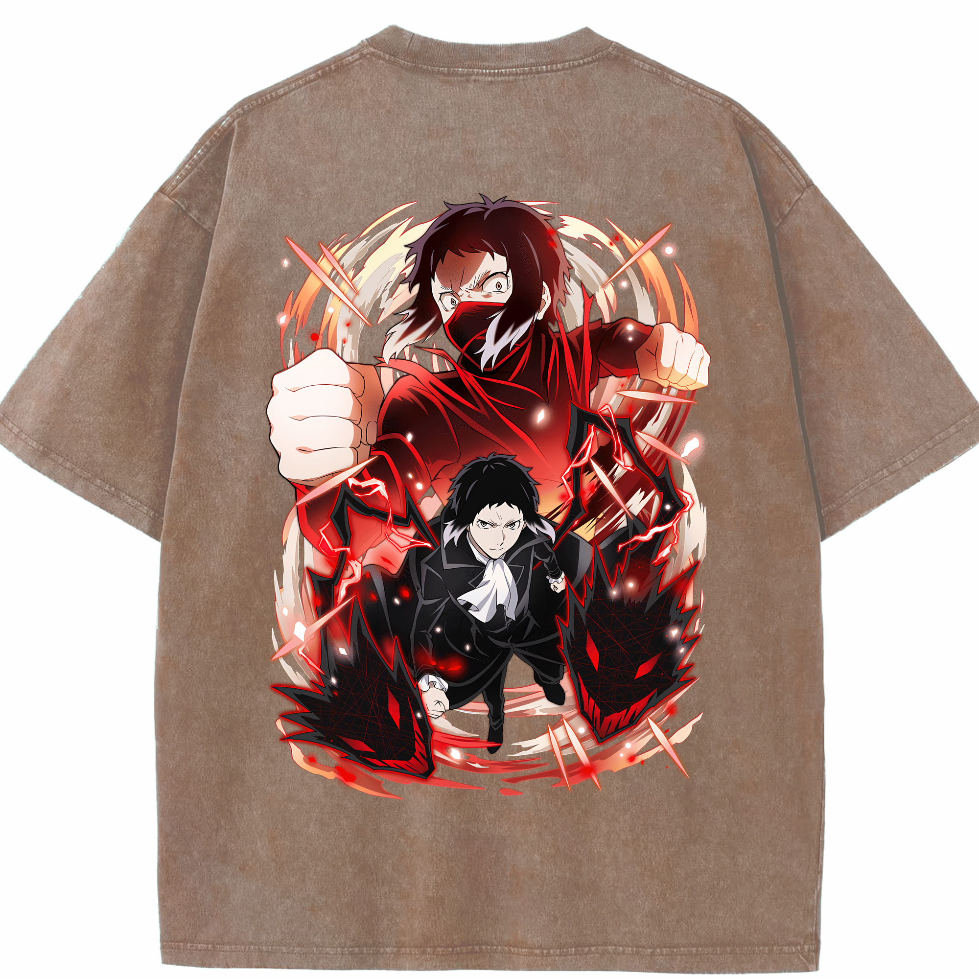 （画像用） 文豪ストレイドッグス Bungo Stray Dogs 綿100% ヴィンテージ風 半袖Tシャツ（背面プリント）