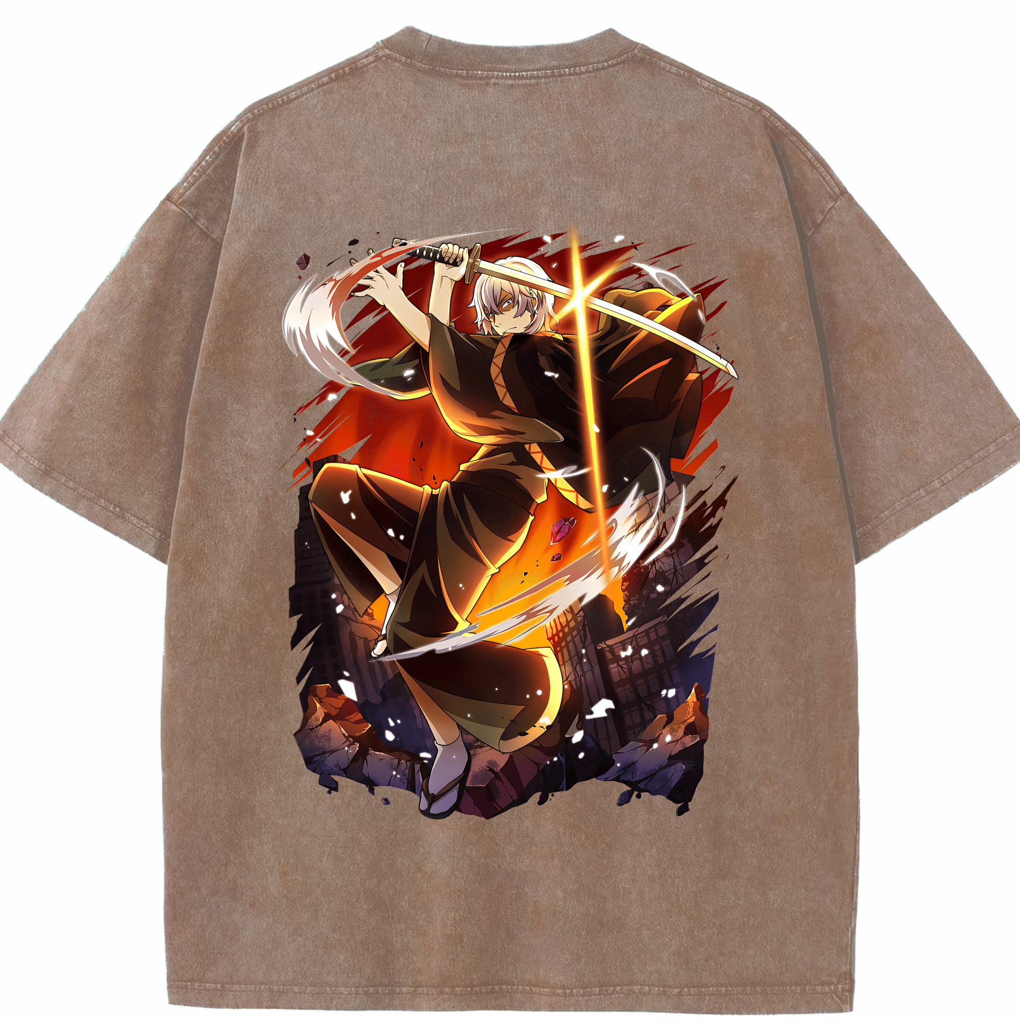（画像用） 文豪ストレイドッグス Bungo Stray Dogs 綿100% ヴィンテージ風 半袖Tシャツ（背面プリント）